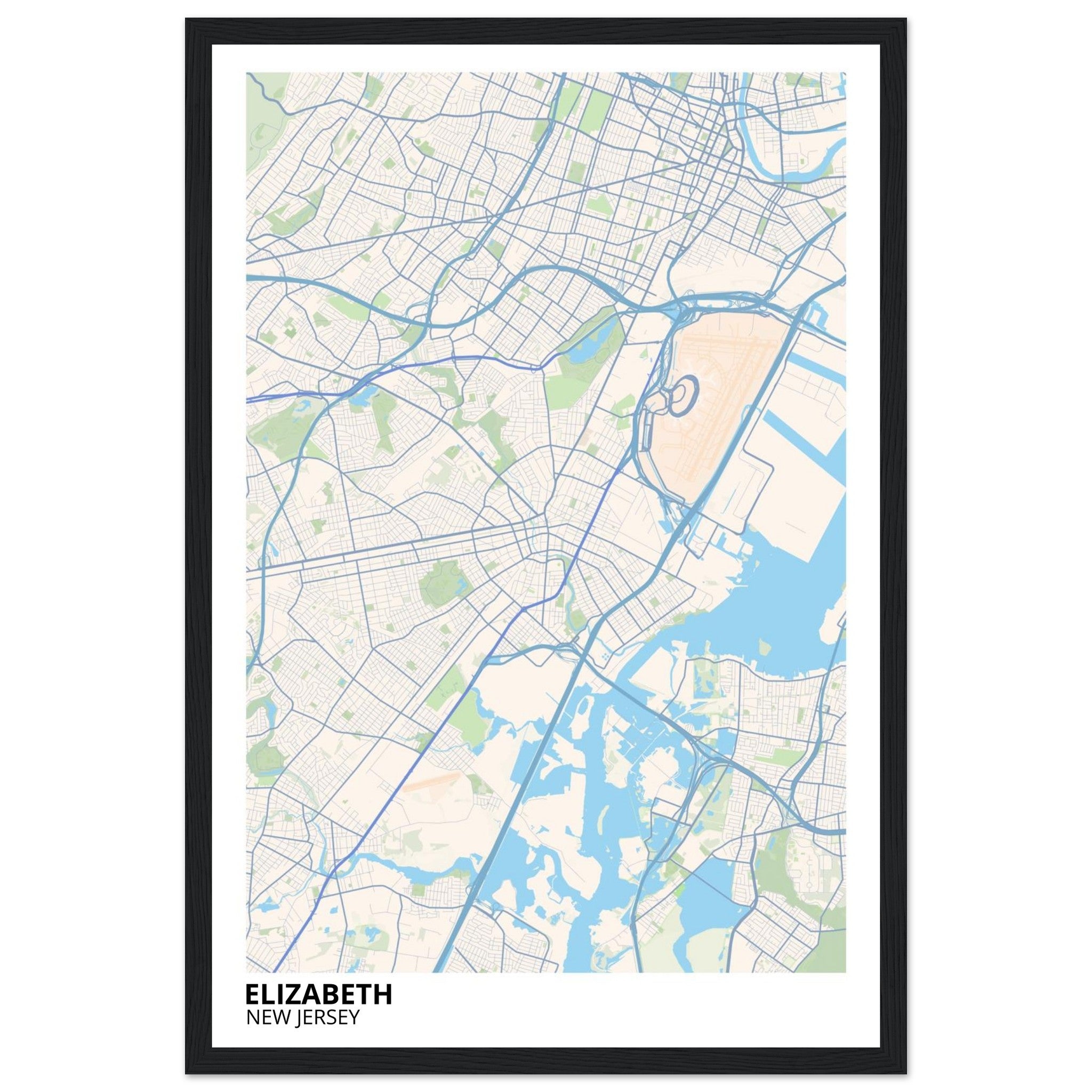 Elizabeth New Jersey City Map Poster | Custom Map Art Print - Ink And Atlas
