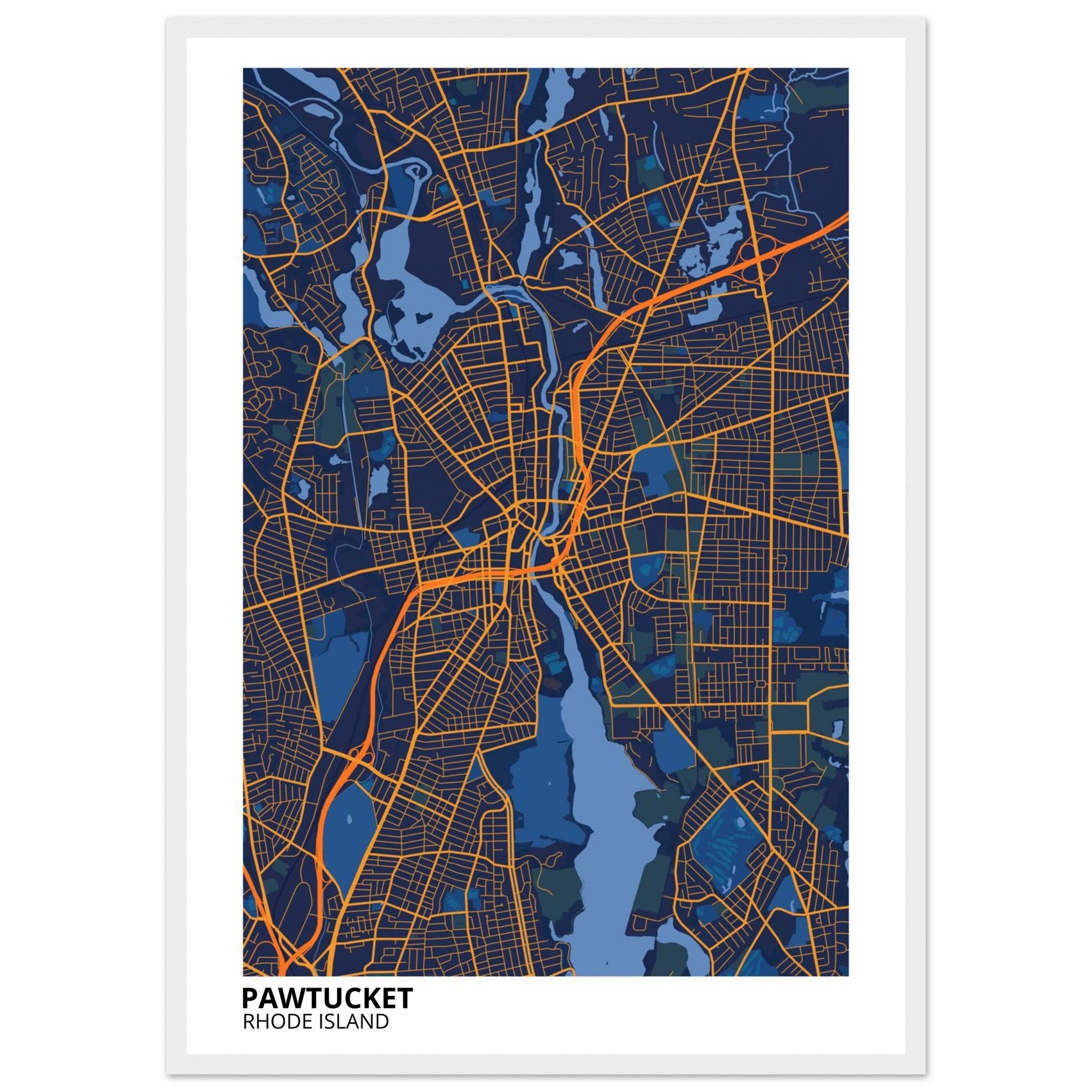 Pawtucket Rhode Island City Map Poster | Custom Map Art Print - Ink And Atlas