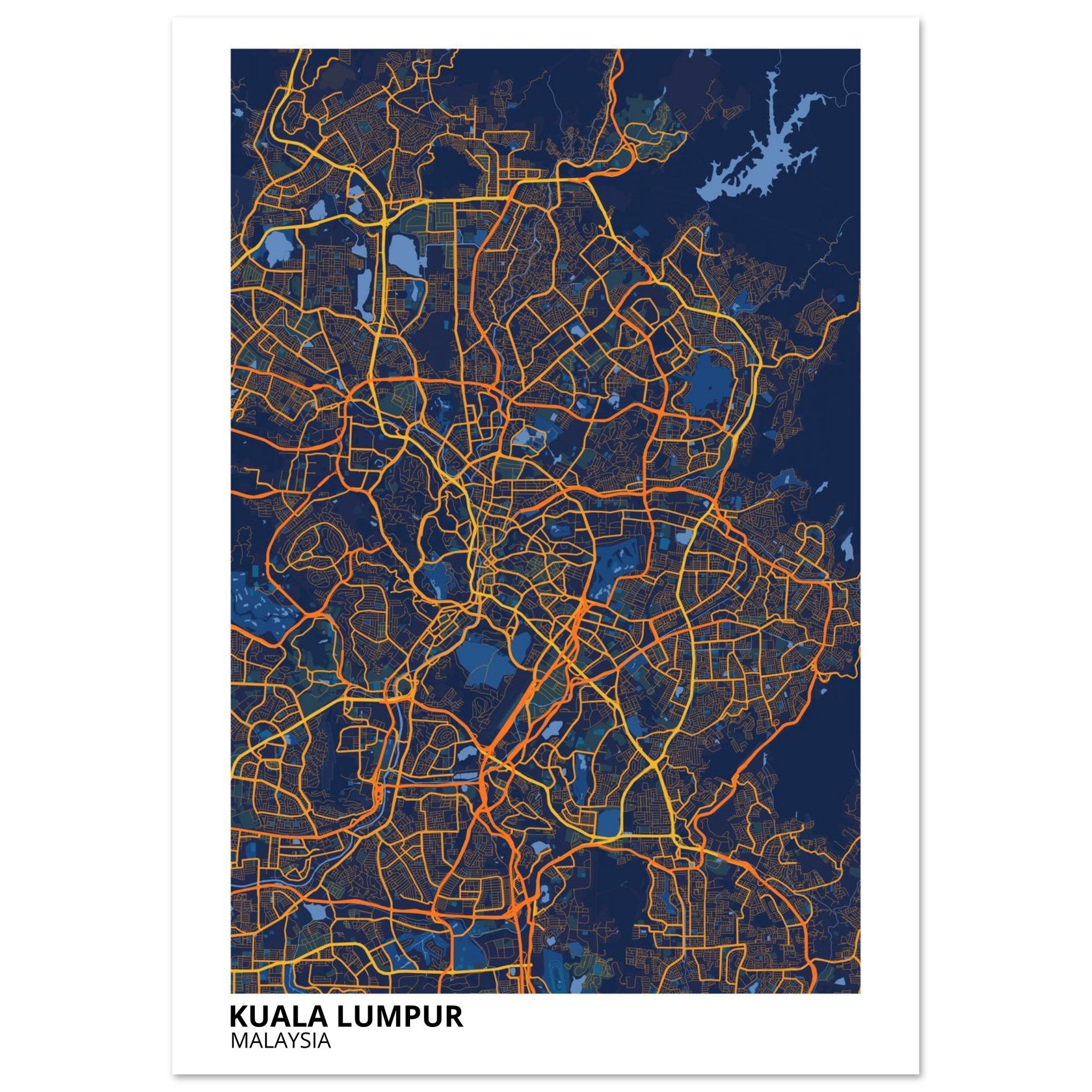 Kuala Lumpur Malaysia City Map Poster | Custom Map Art Print - Ink And Atlas