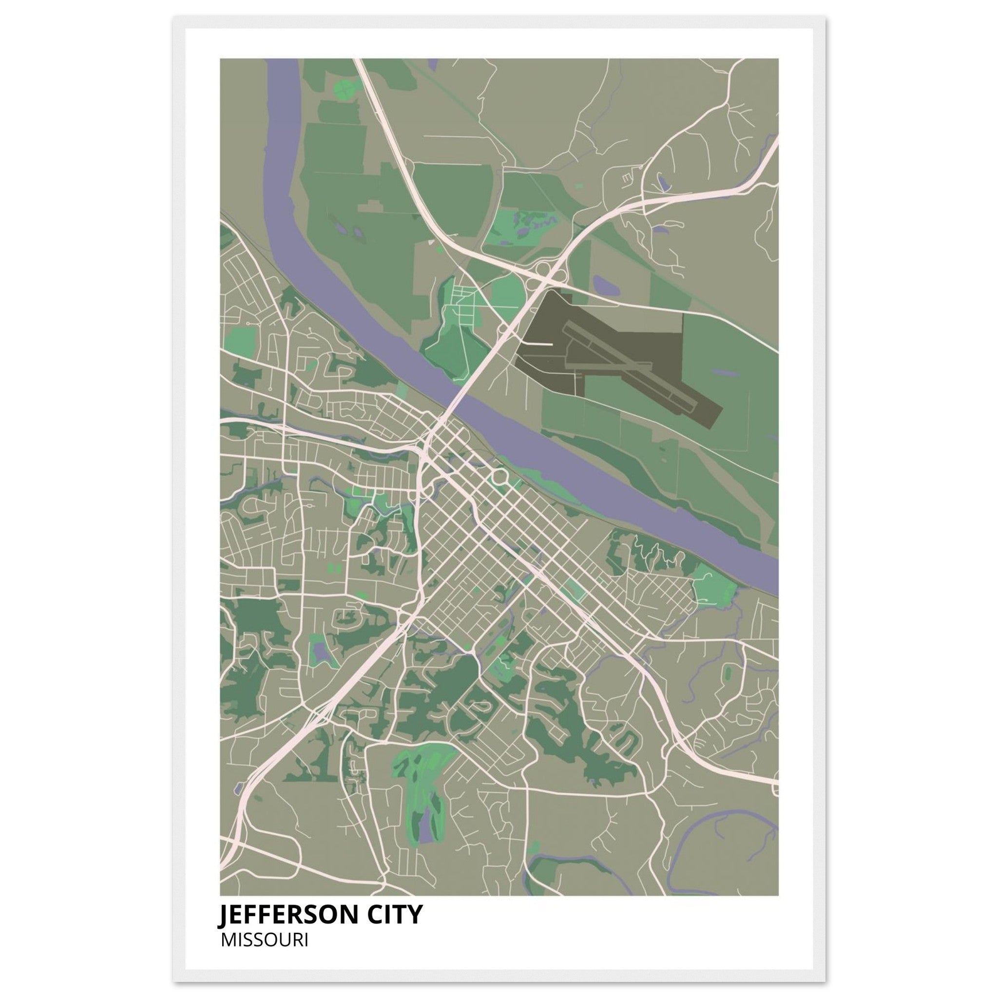 jefferson city map poster print
