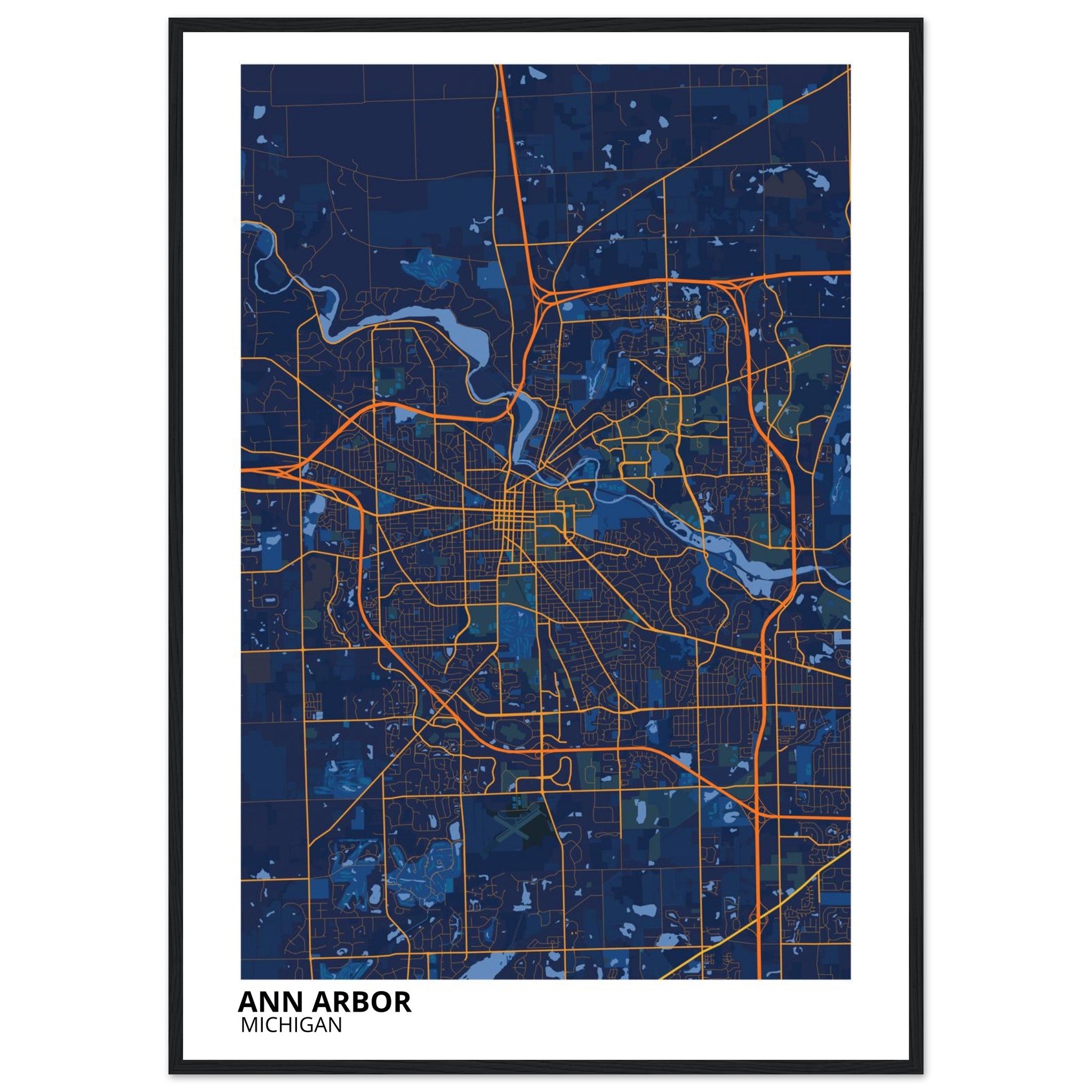 Ann Arbor Michigan City Map Poster | Custom Map Art Print - Ink And Atlas