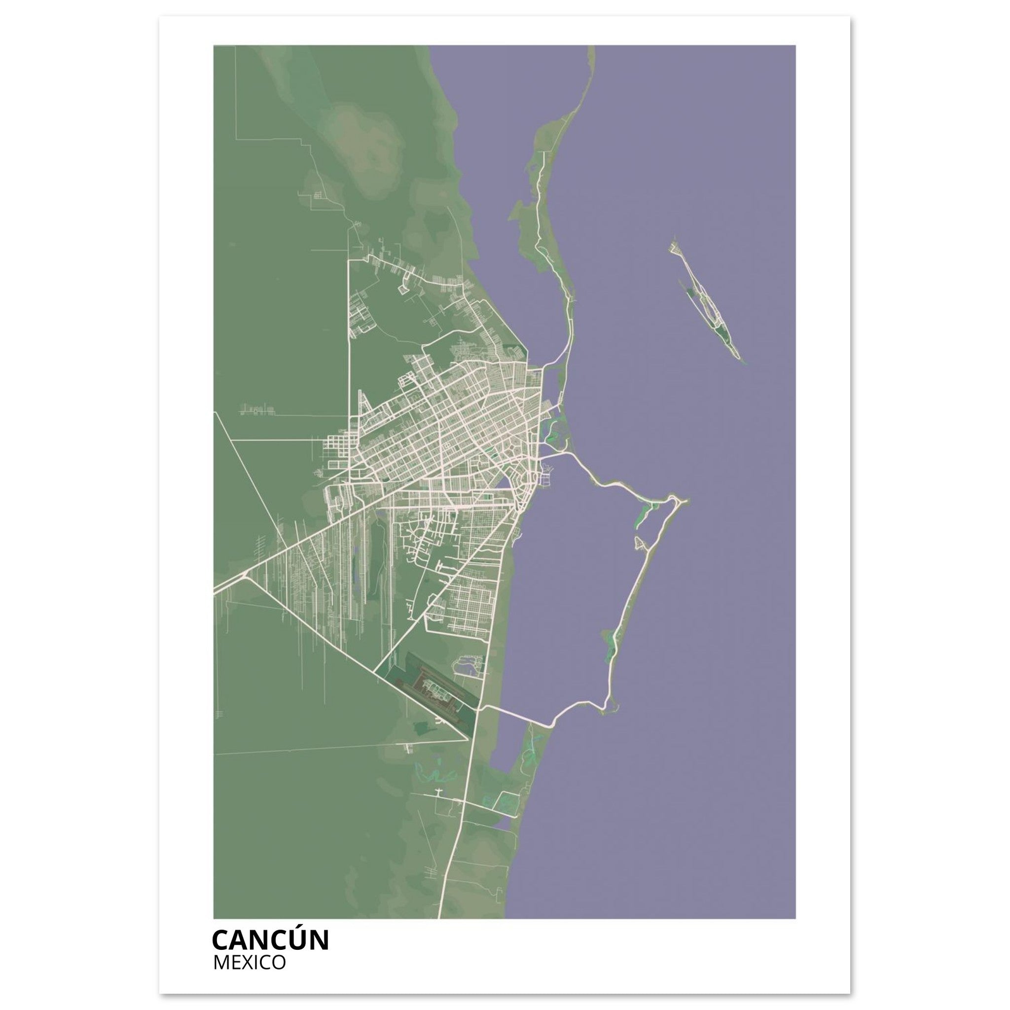 Cancun Mexico City Map Poster | Custom Map Art Print - Ink And Atlas