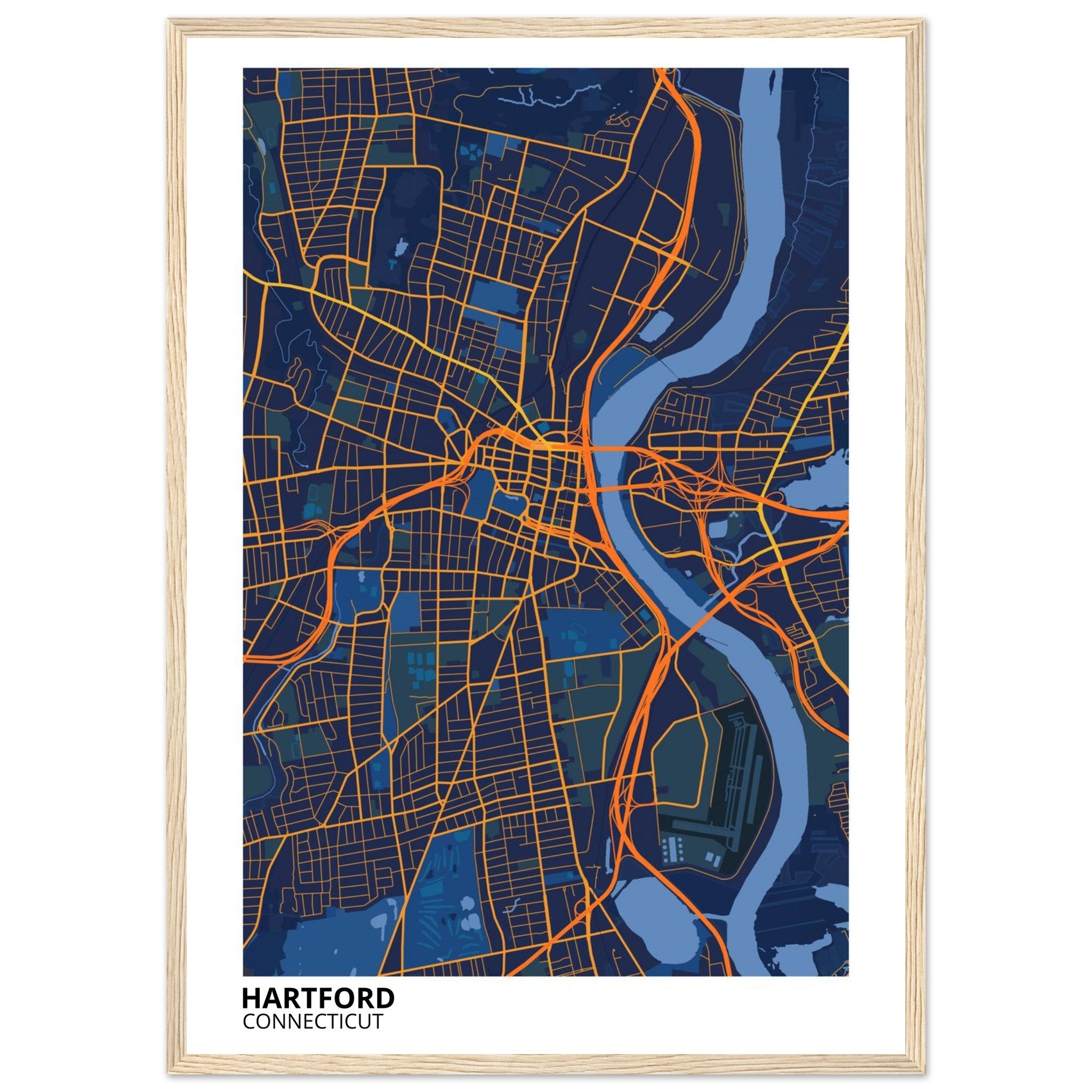 hartford map poster print