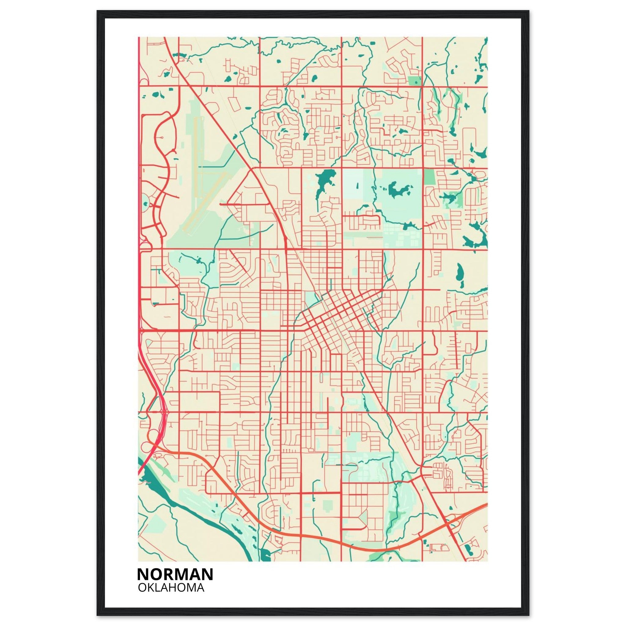 Norman Oklahoma City Map Poster | Custom Map Art Print - Ink And Atlas