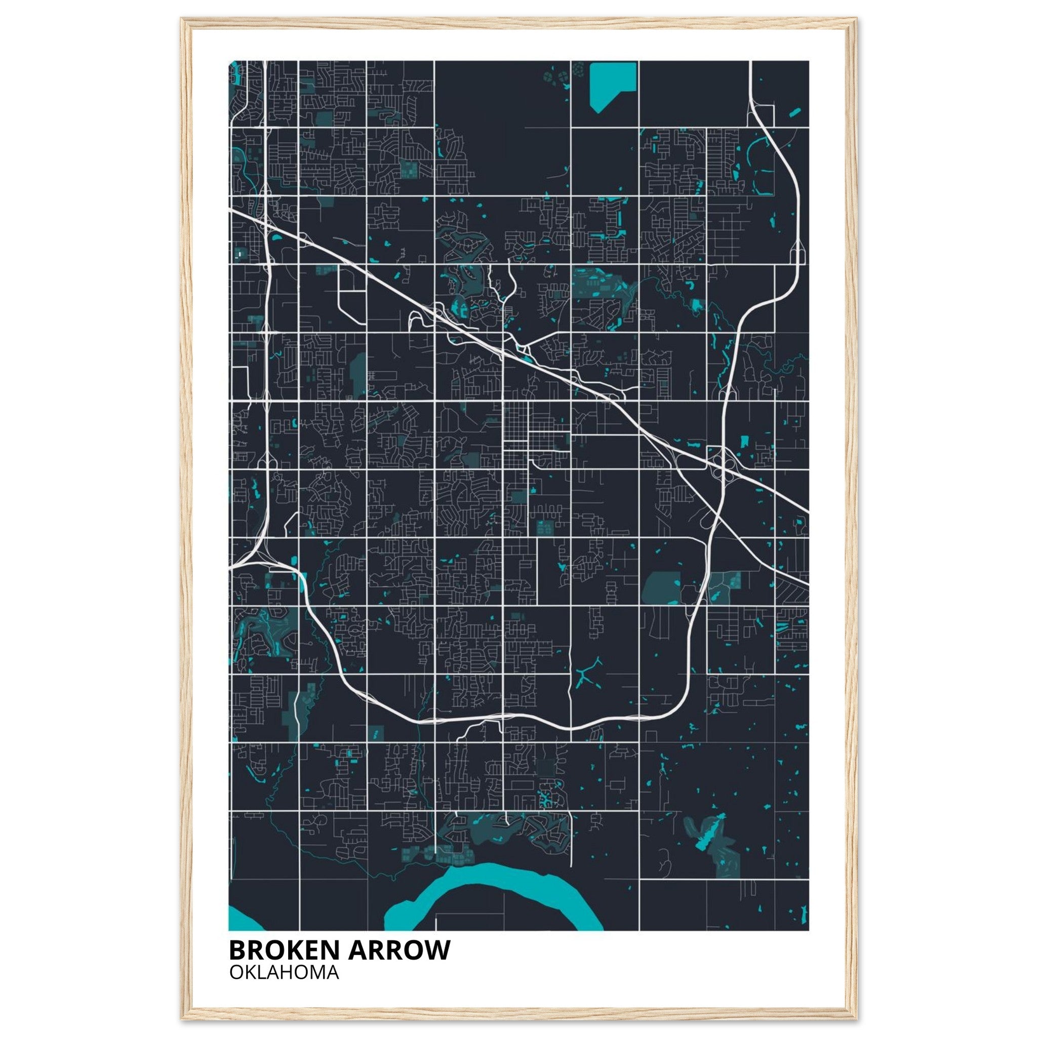 Broken Arrow Oklahoma City Map Poster | Custom Map Art Print - Ink And Atlas