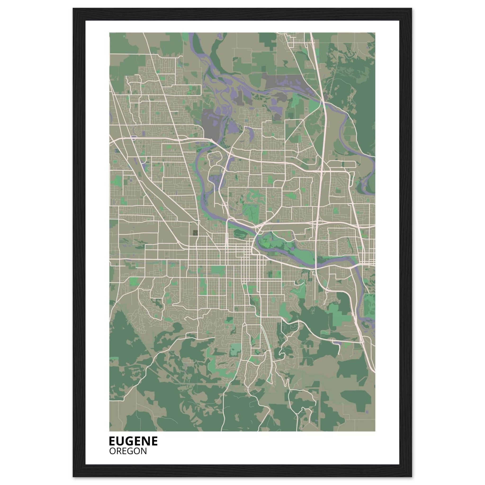 Eugene Oregon City Map Poster | Custom Map Art Print - Ink And Atlas