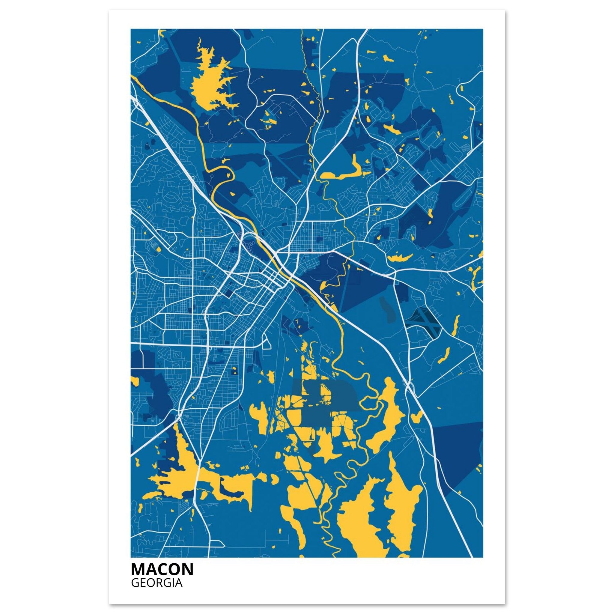 Macon Georgia City Map Poster | Custom Map Art Print - Ink And Atlas