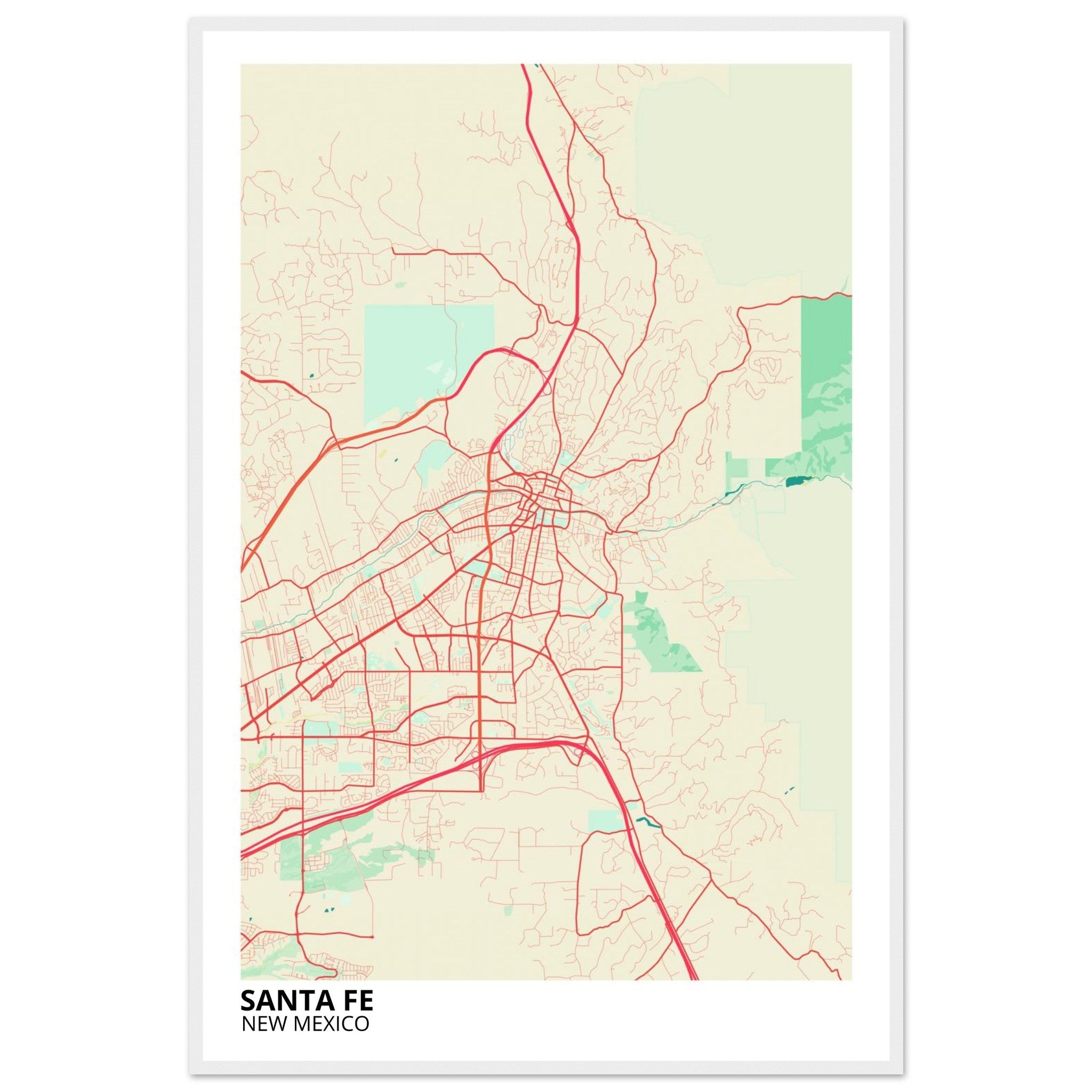 santa fe map poster print