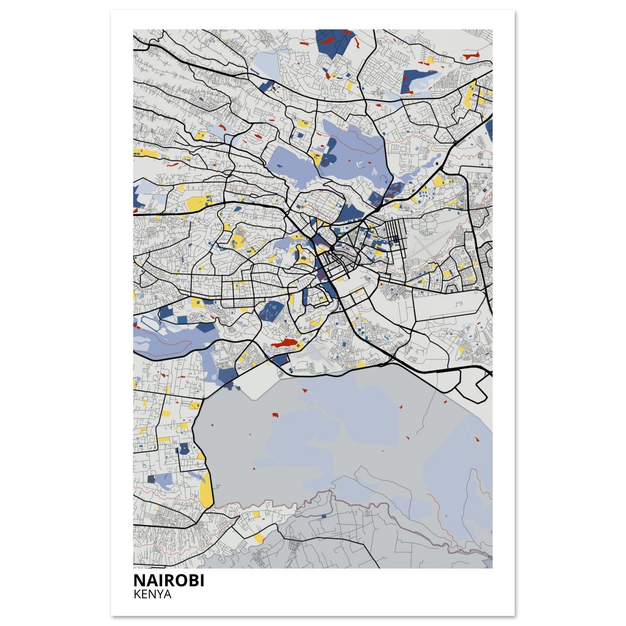 Nairobi Kenya City Map Poster | Custom Map Art Print - Ink And Atlas