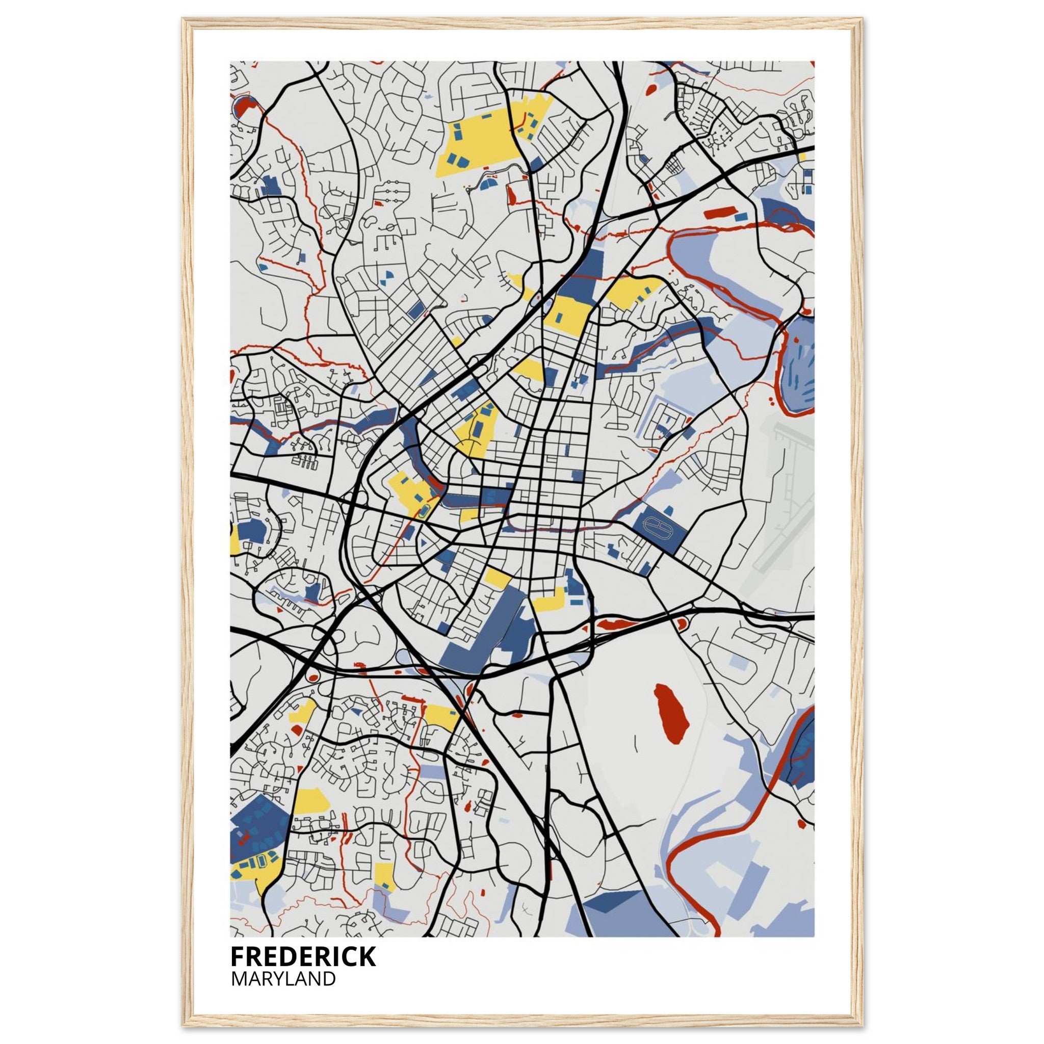 Frederick Maryland City Map Poster | Custom Map Art Print - Ink And Atlas
