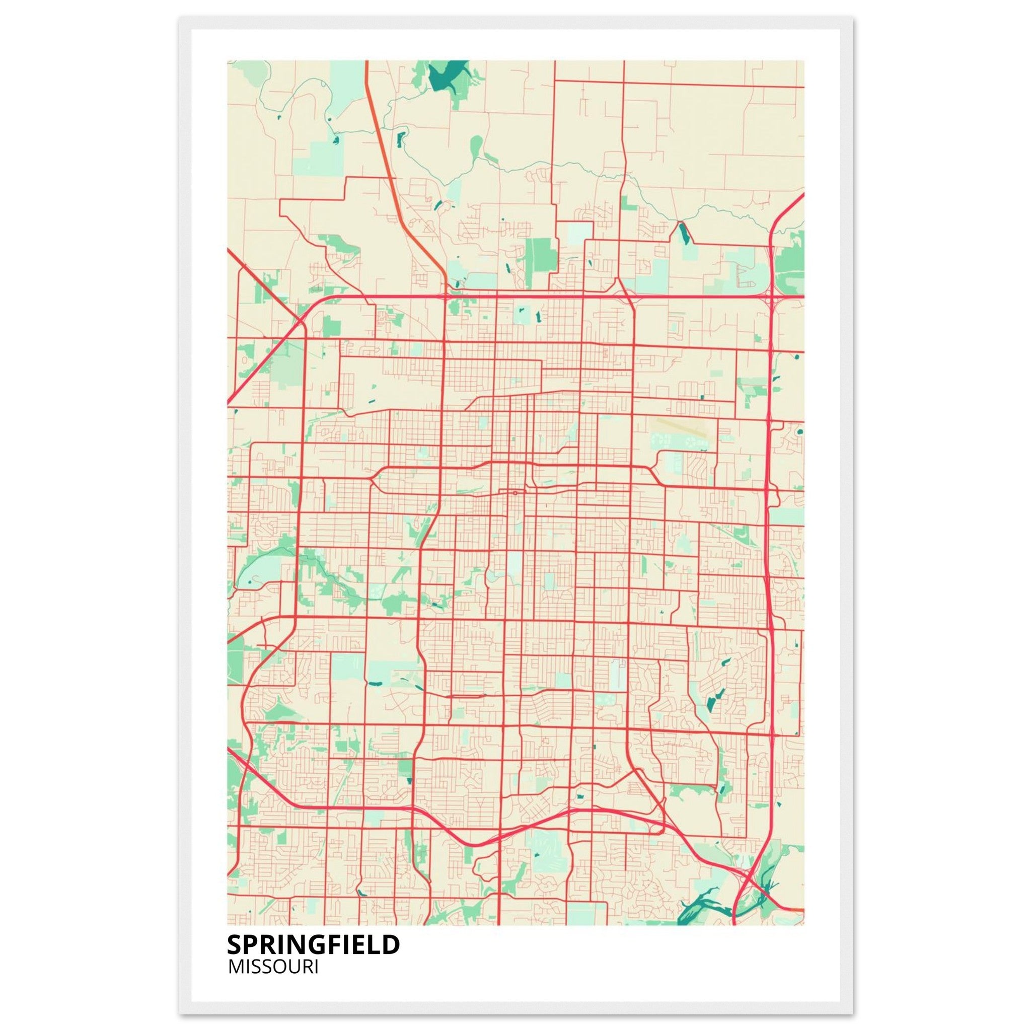 Springfield Missouri City Map Poster | Custom Map Art Print - Ink And Atlas