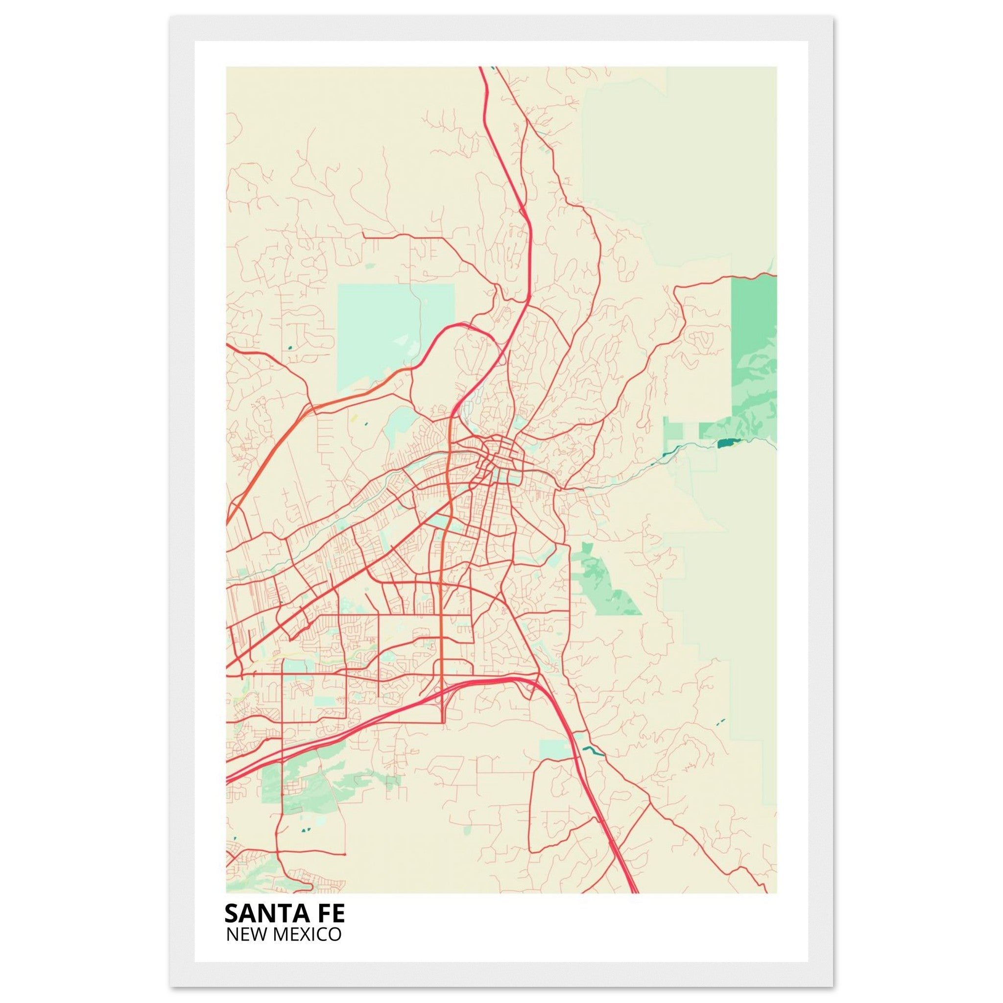 santa fe map poster print