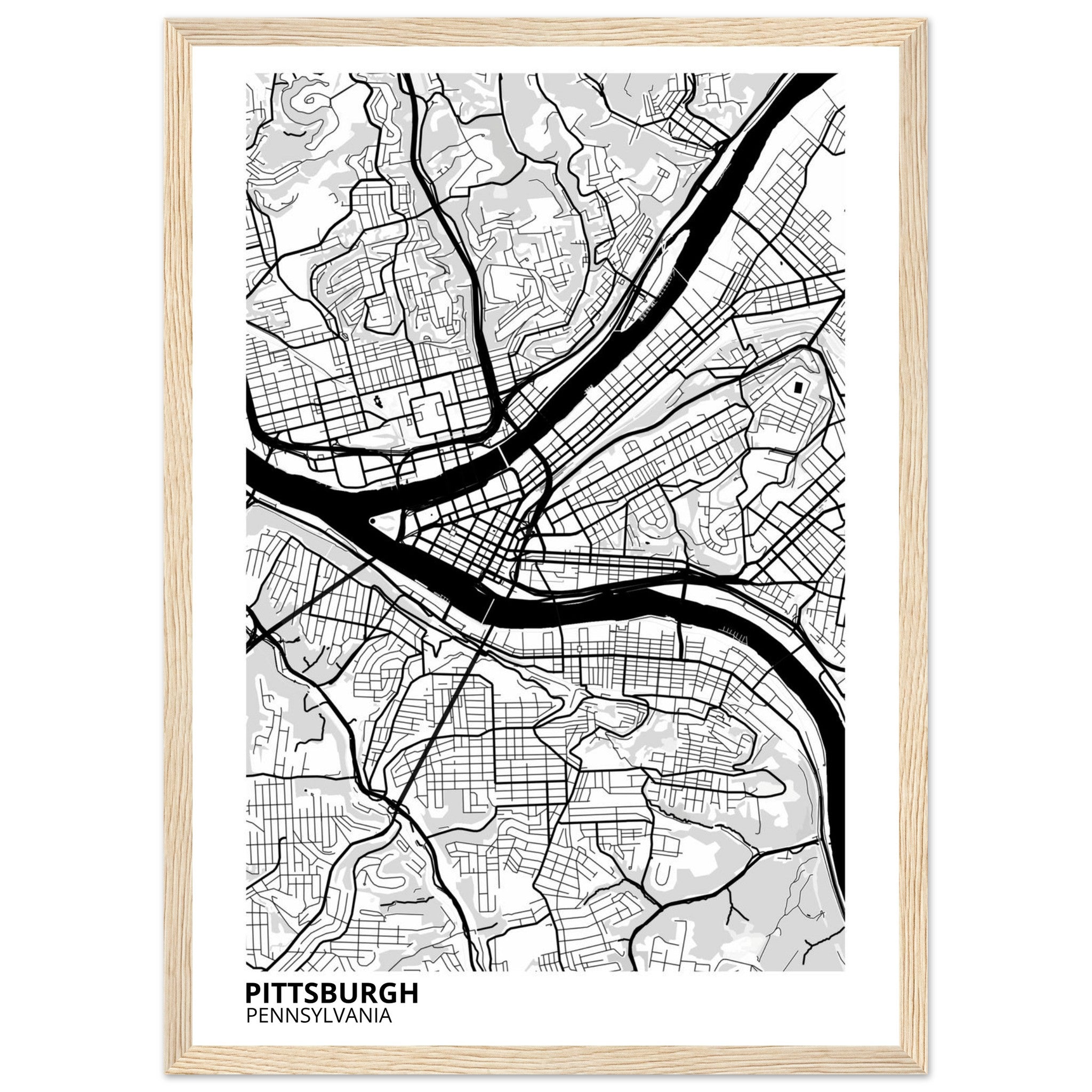 pittsburgh map poster print