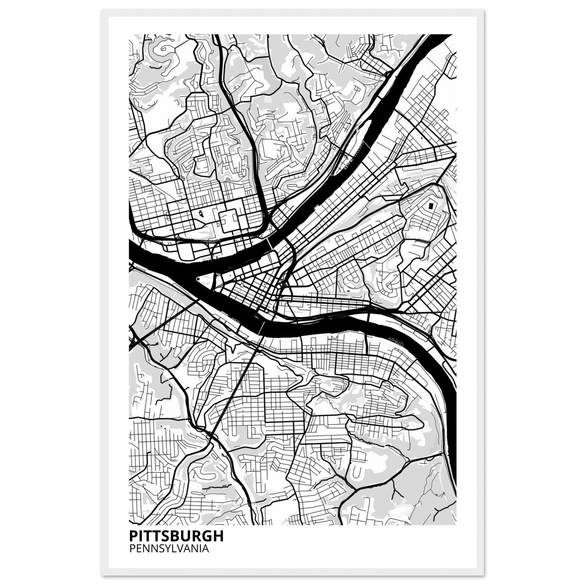 pittsburgh map poster print