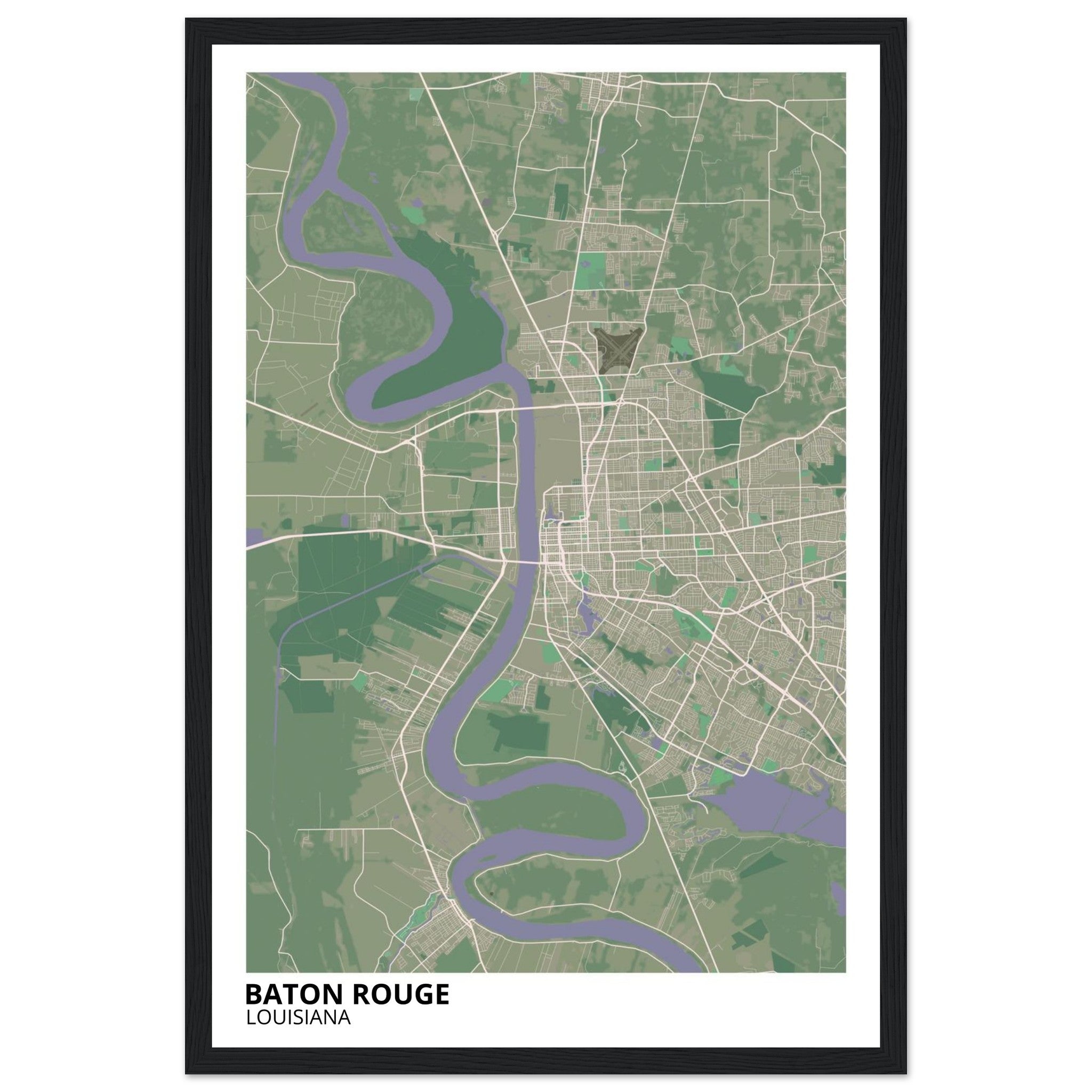 baton rouge map poster print