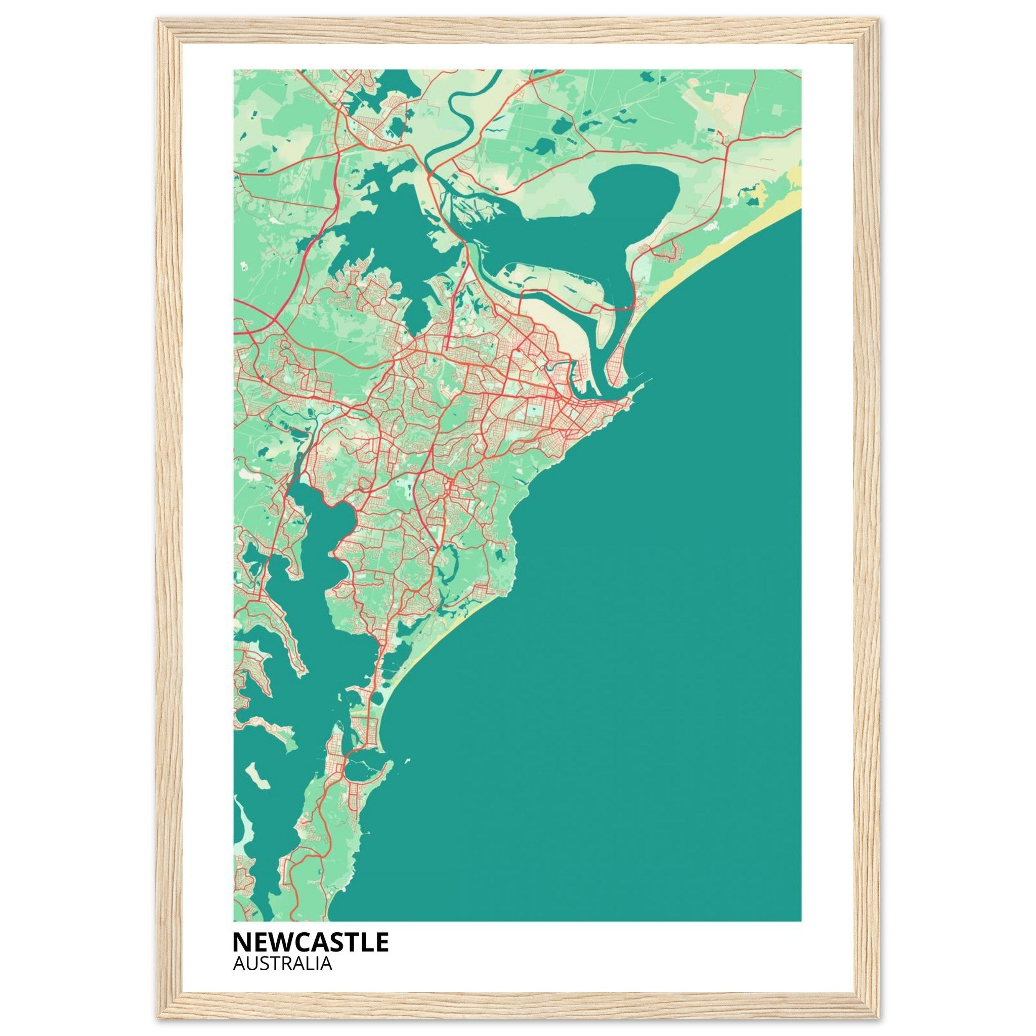 Newcastle Australia City Map Poster | Custom Map Art Print - Ink And Atlas