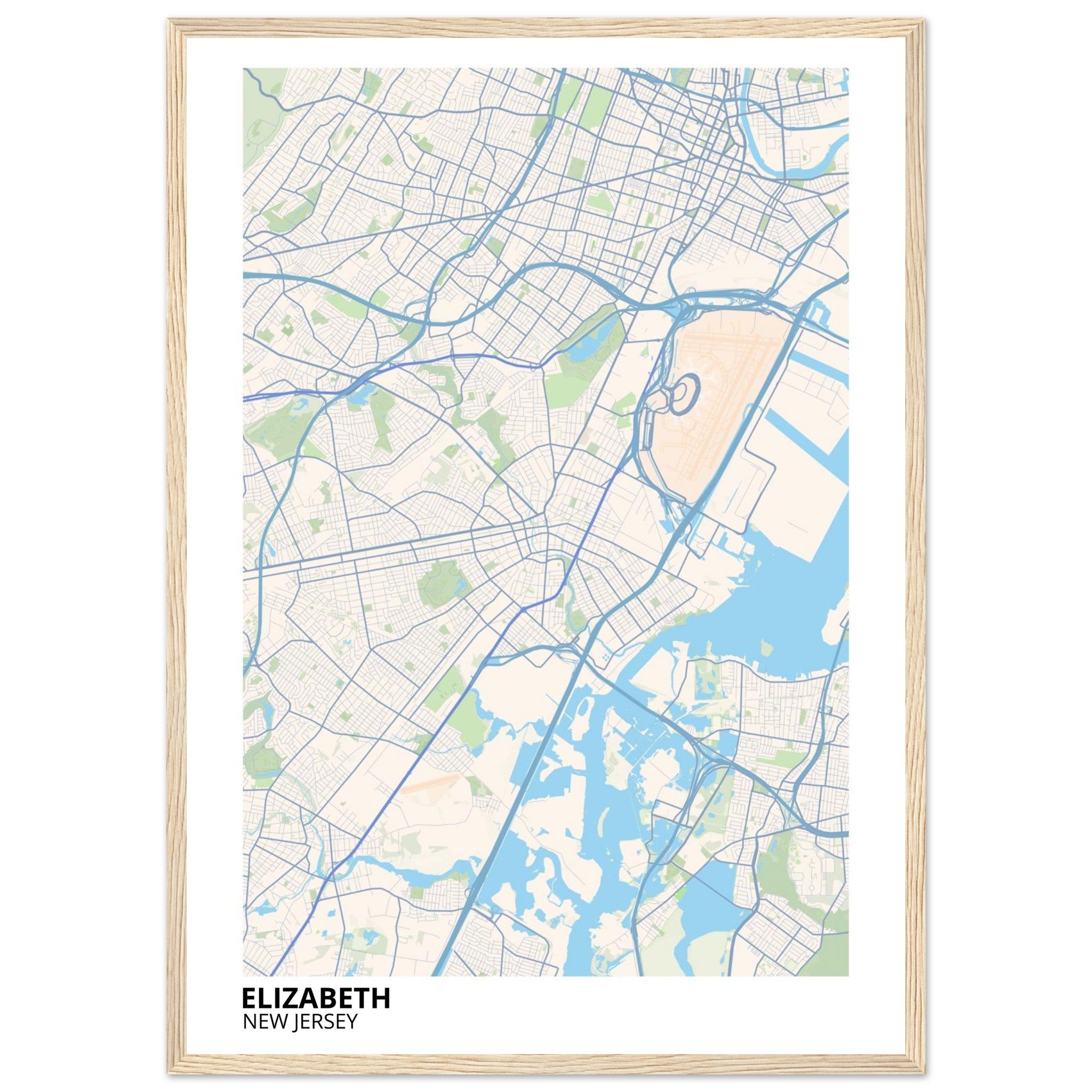 Elizabeth New Jersey City Map Poster | Custom Map Art Print - Ink And Atlas