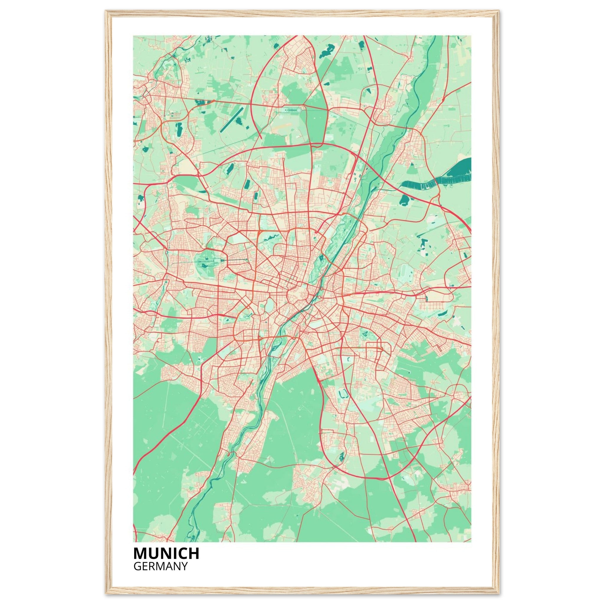 Munich Germany City Map Poster | Custom Map Art Print - Ink And Atlas