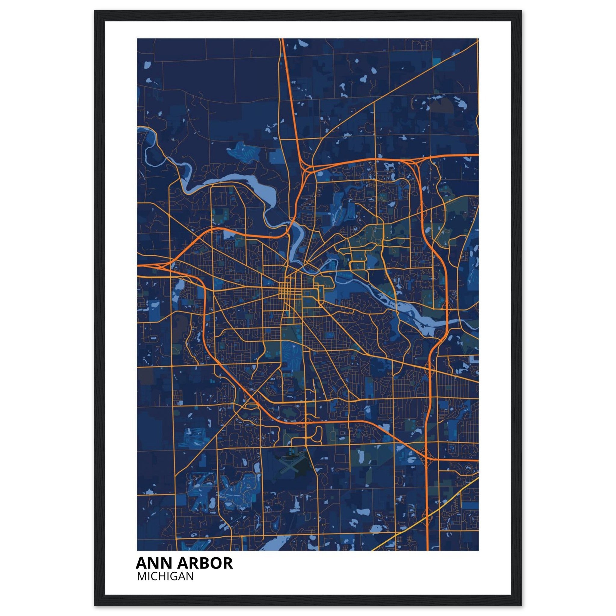 Ann Arbor Michigan City Map Poster | Custom Map Art Print - Ink And Atlas