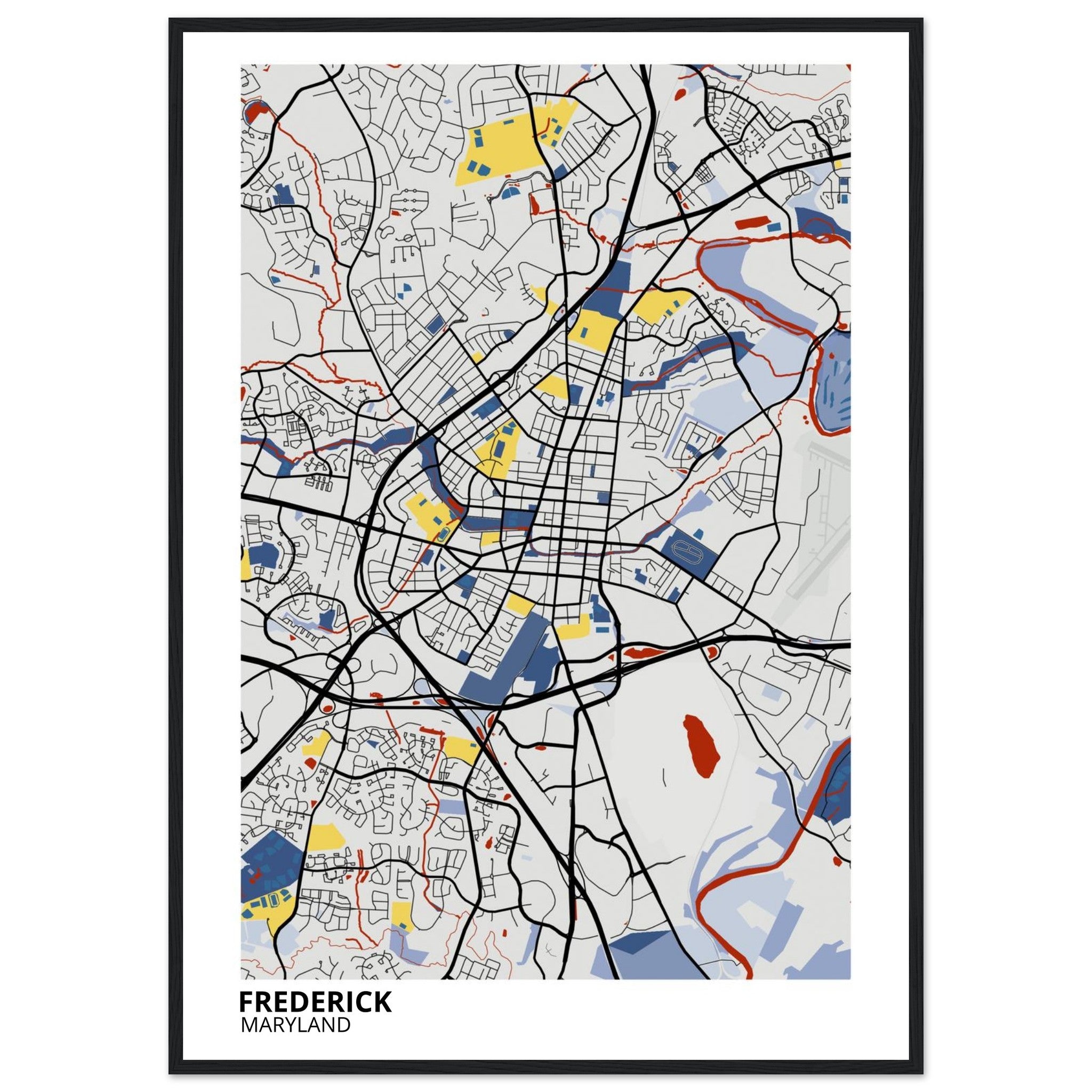 Frederick Maryland City Map Poster | Custom Map Art Print - Ink And Atlas