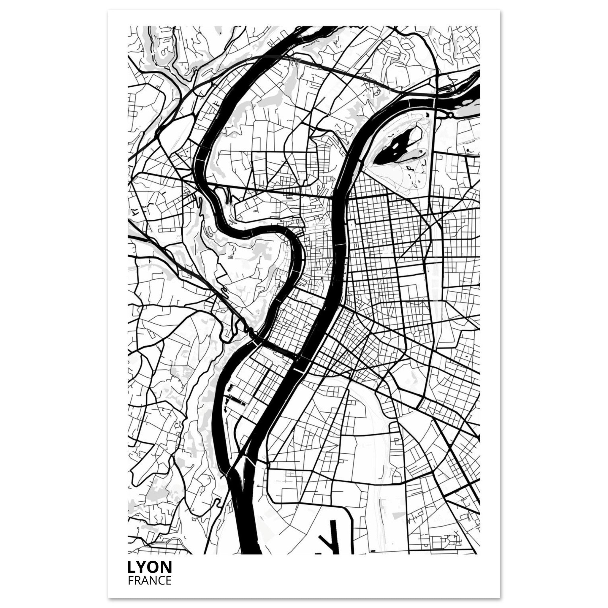Lyon France City Map Poster | Custom Map Art Print - Ink And Atlas