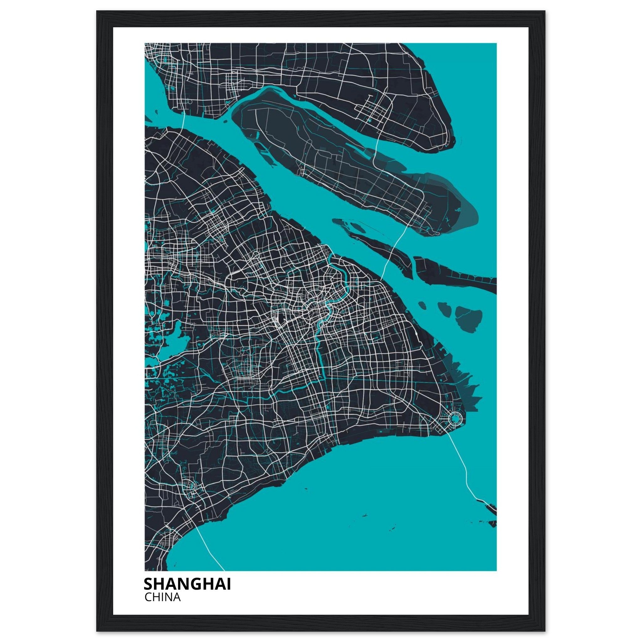 shanghai china map poster print