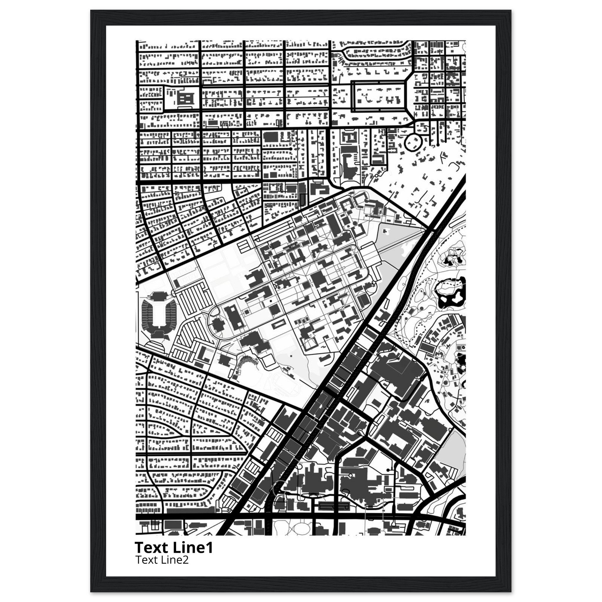 rice university modern campus map print