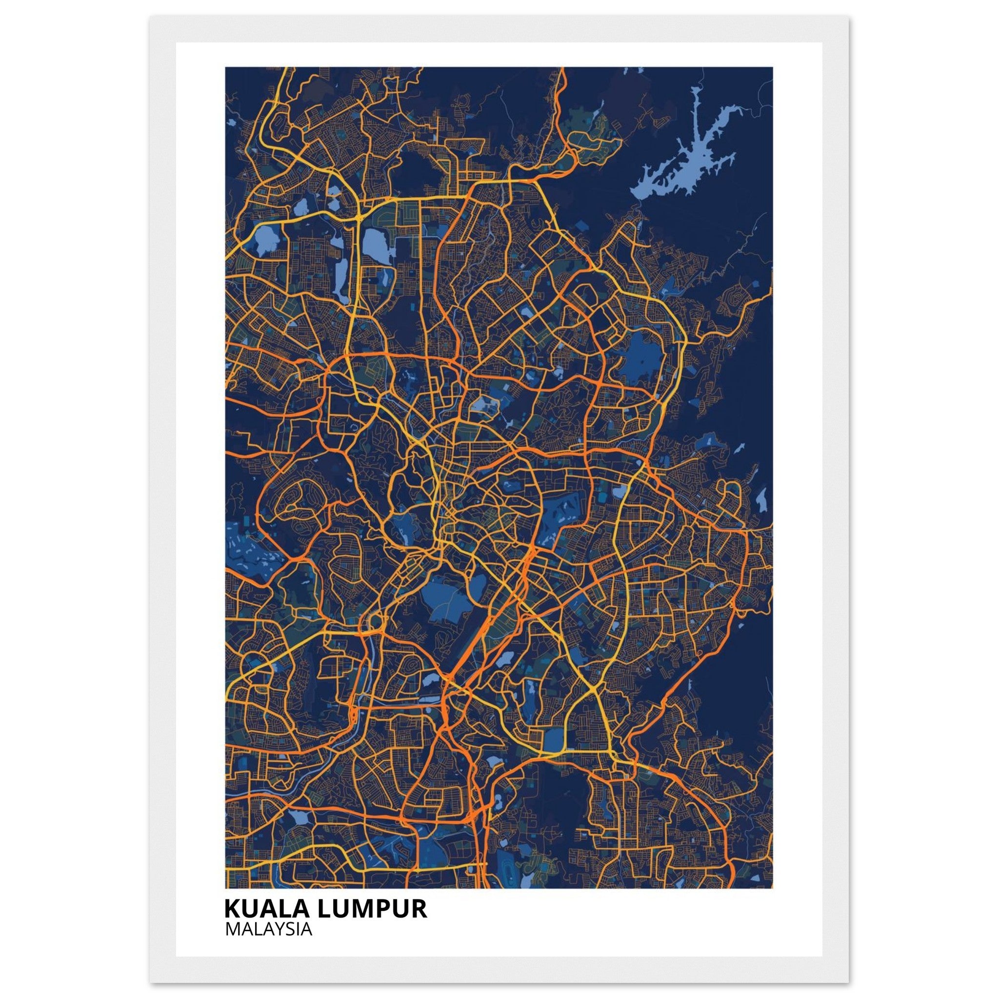 Kuala Lumpur Malaysia City Map Poster | Custom Map Art Print - Ink And Atlas