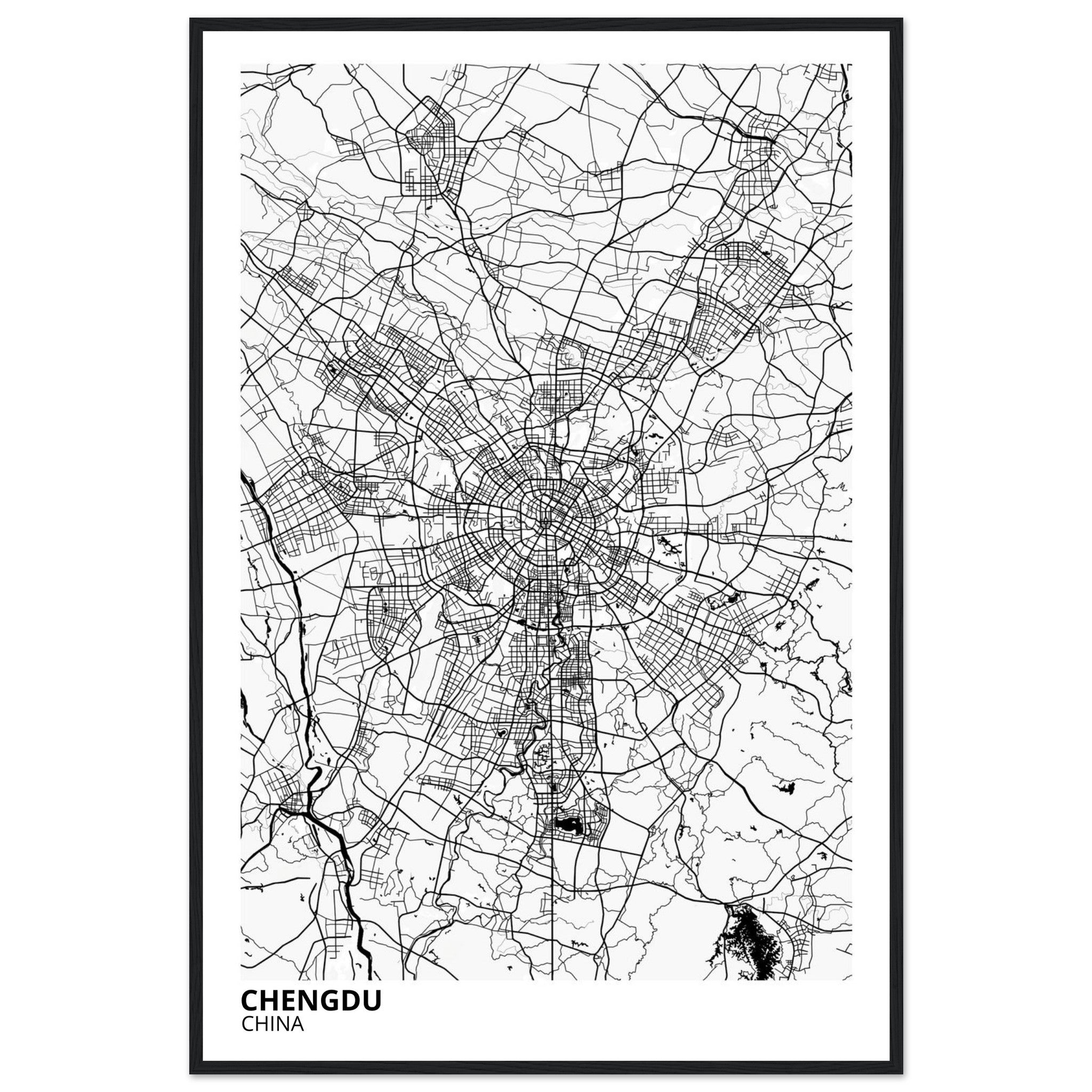 chengdu china map poster print