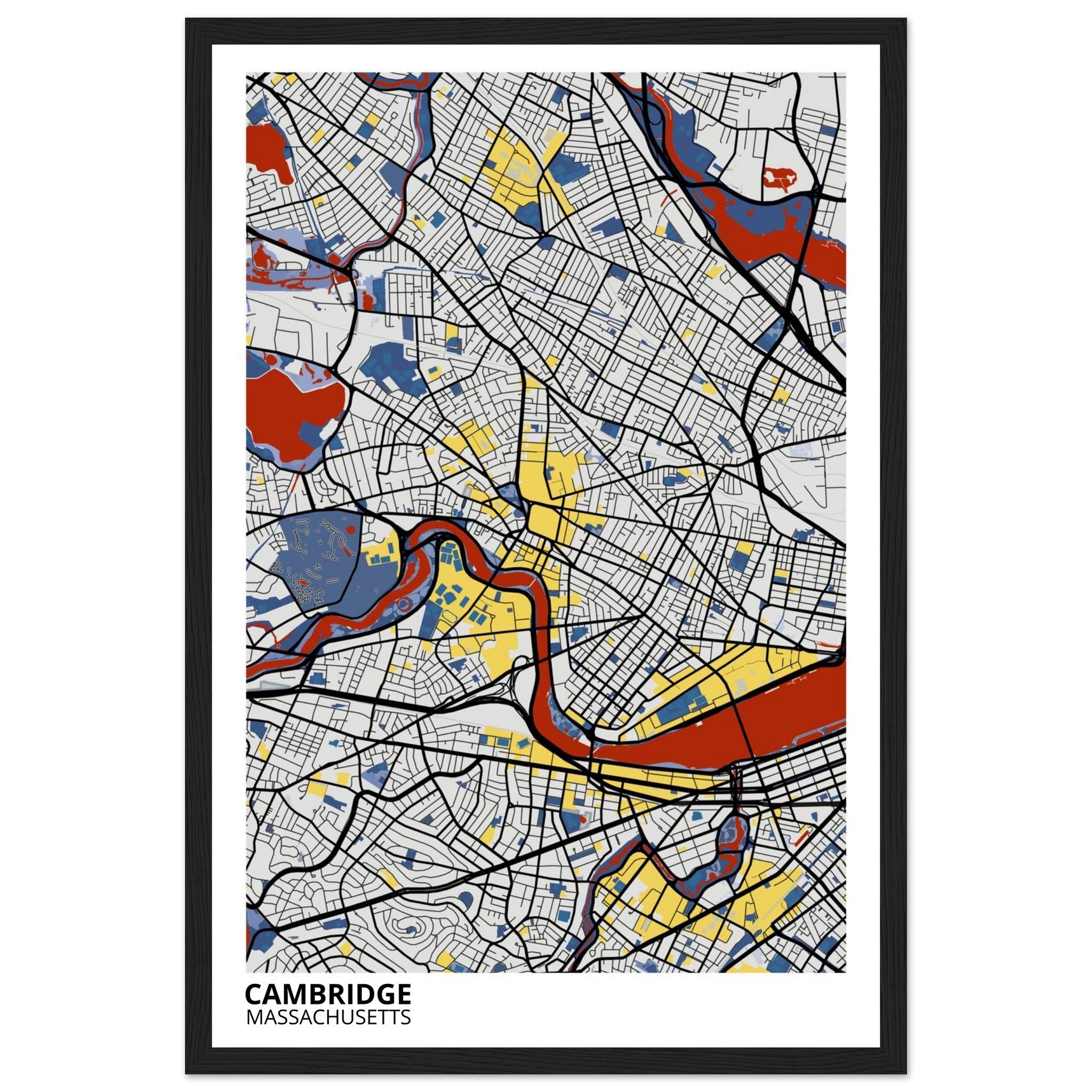 Cambridge Massachusetts City Map Poster | Custom Map Art Print - Ink And Atlas