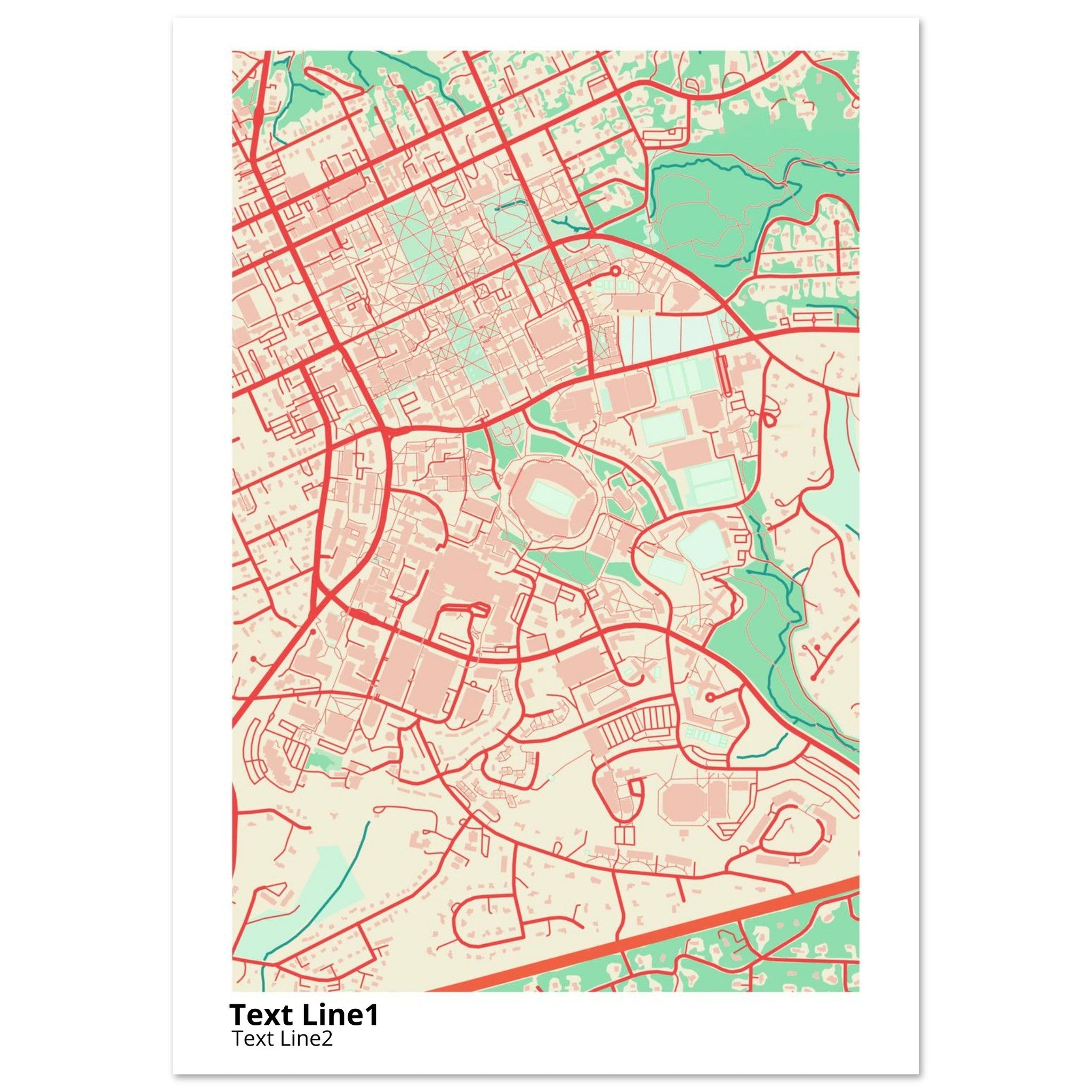 University of North Carolina at Chapel Hill Modern Campus Map Print - Ink And Atlas