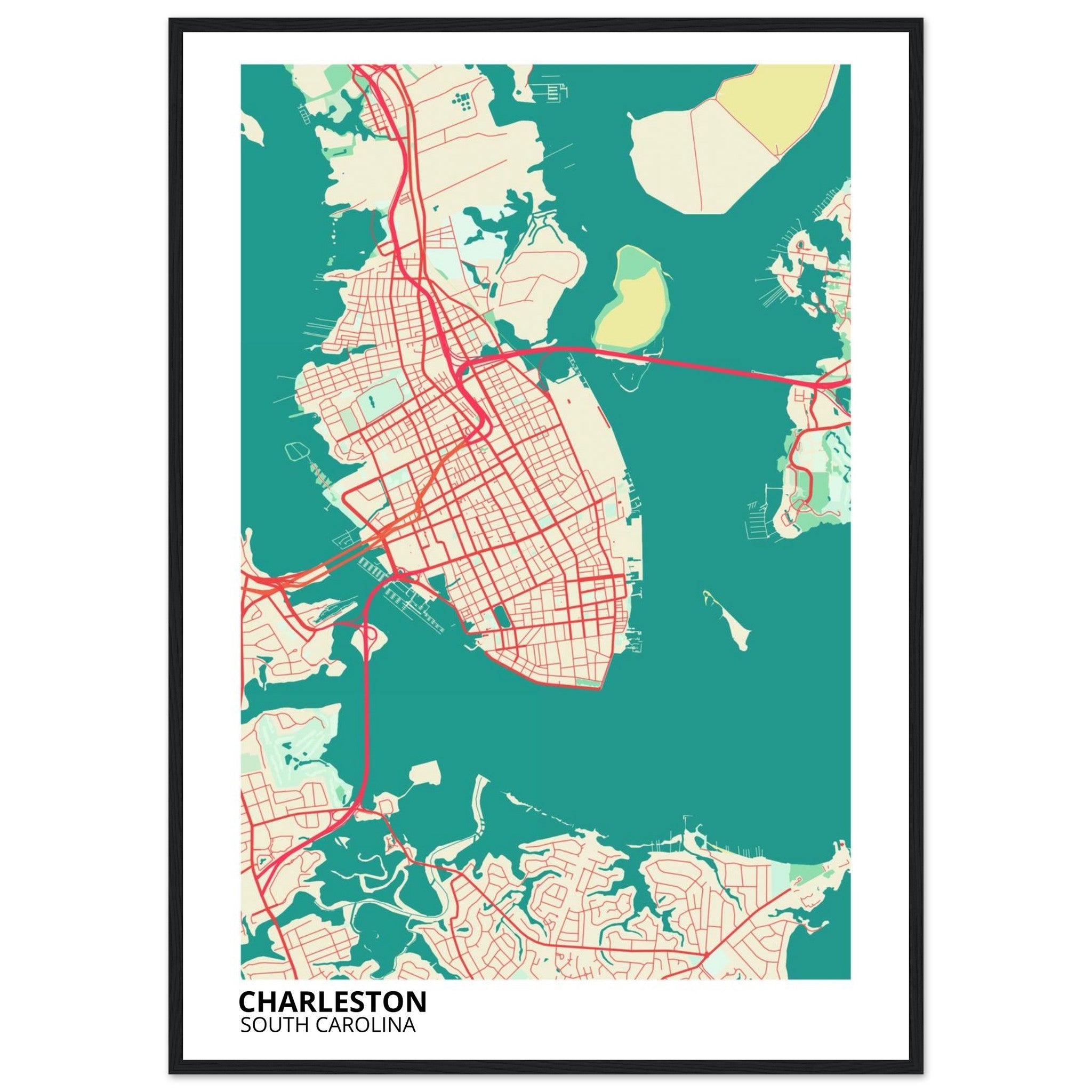 charleston map poster print