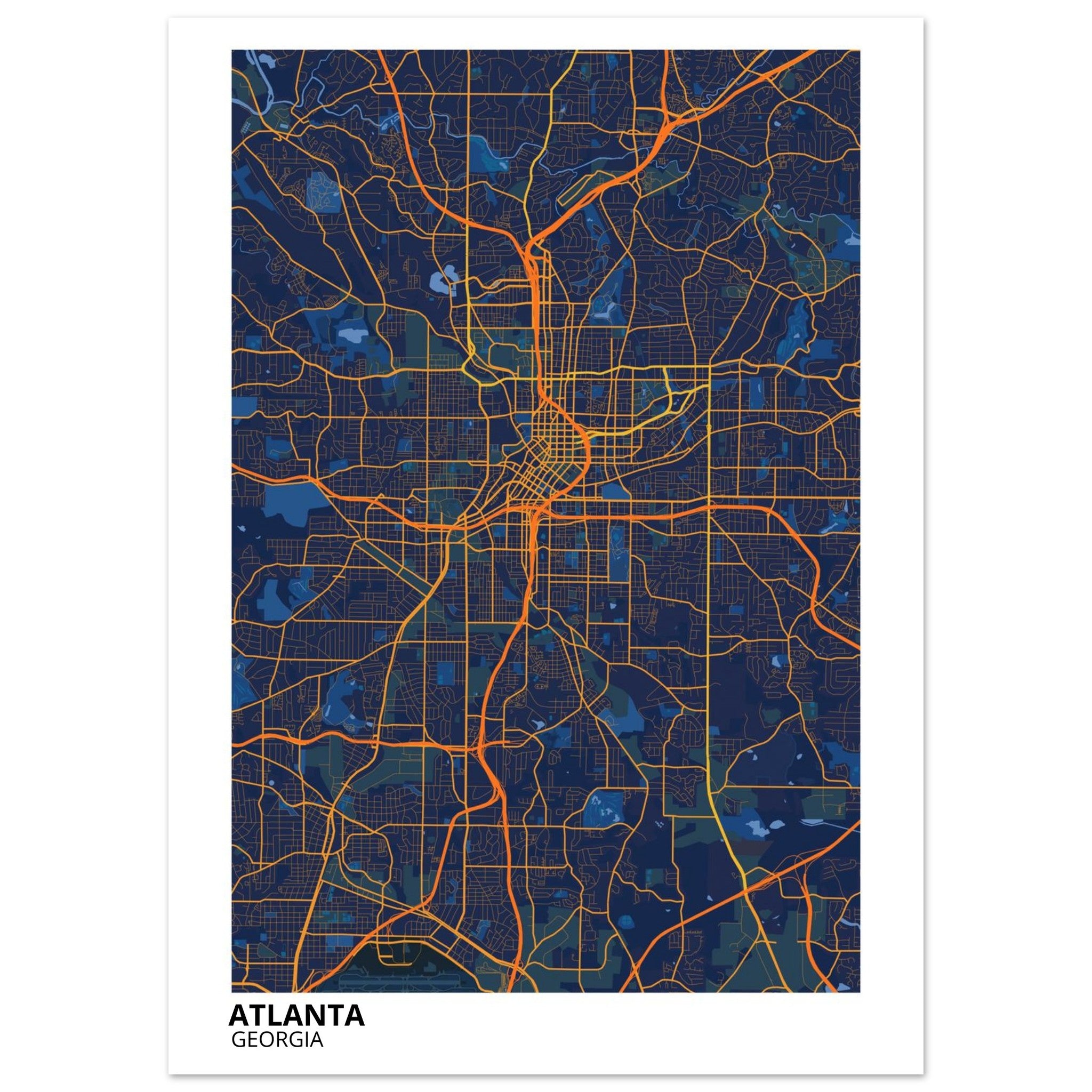atlanta map poster print