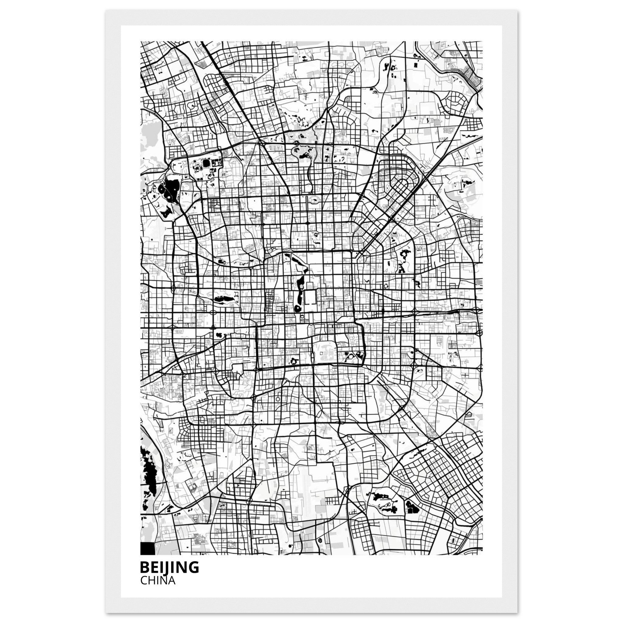 beijing china map poster print