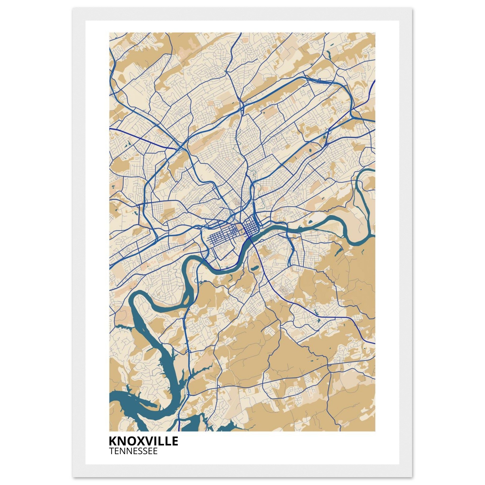 knoxville map poster print