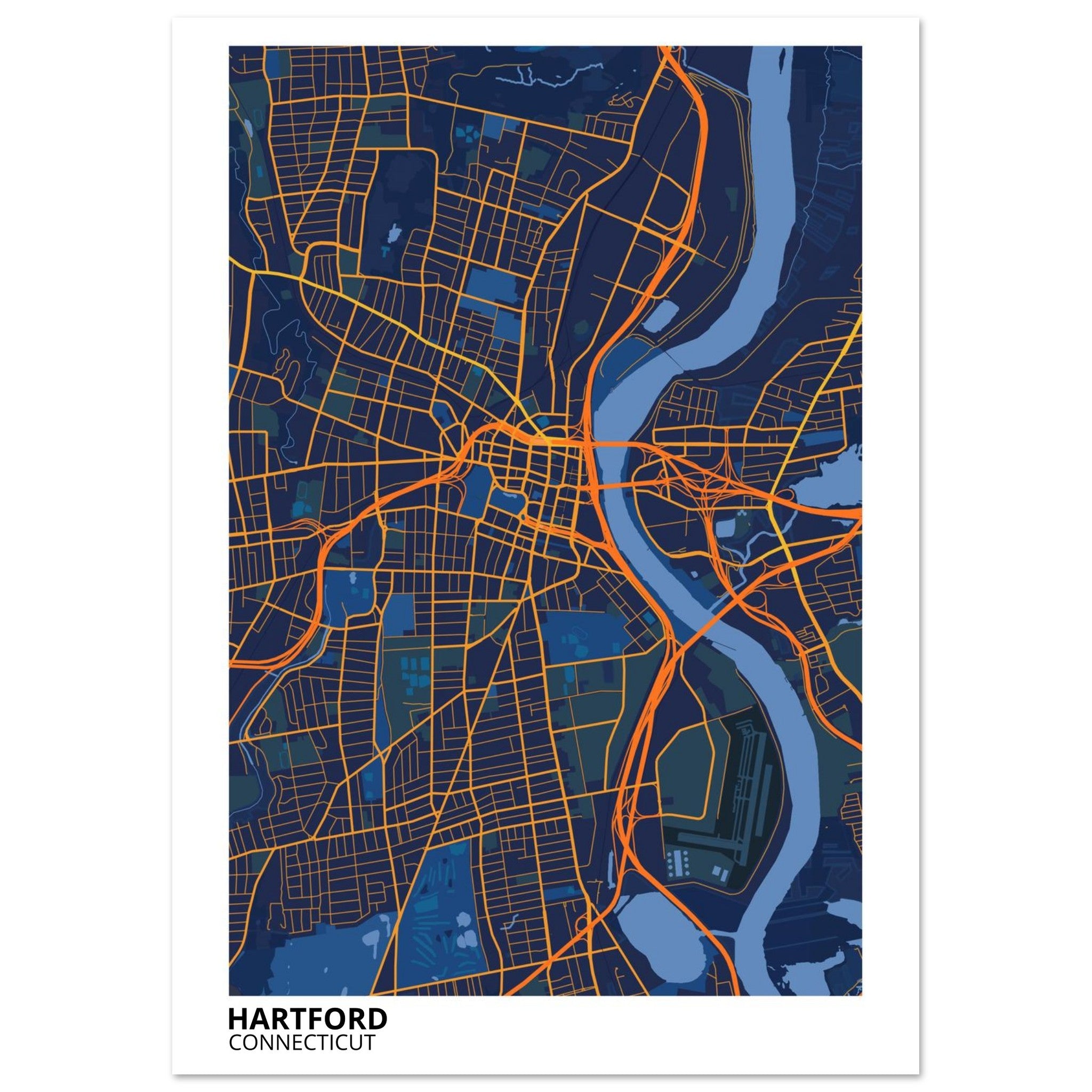 hartford map poster print