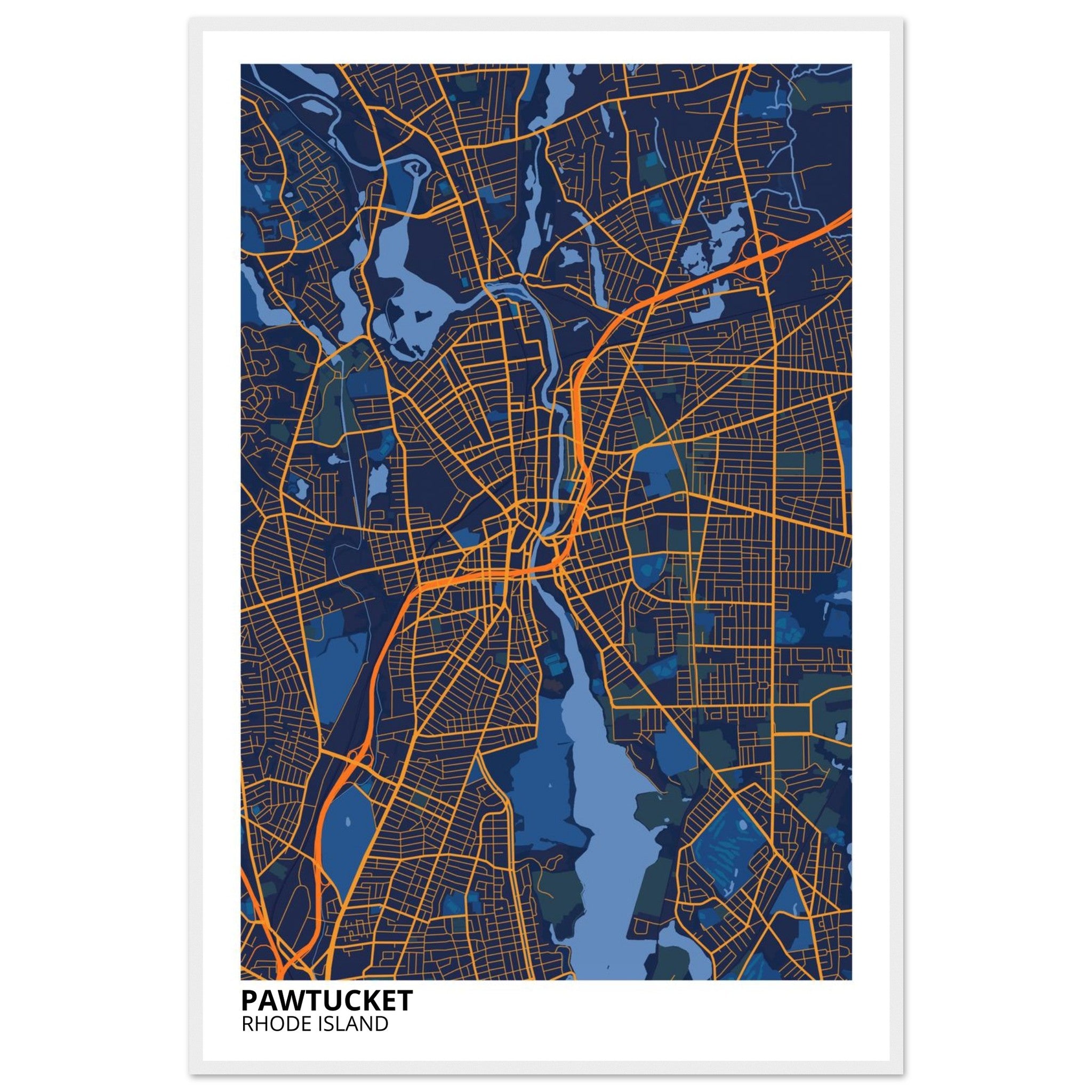 Pawtucket Rhode Island City Map Poster | Custom Map Art Print - Ink And Atlas