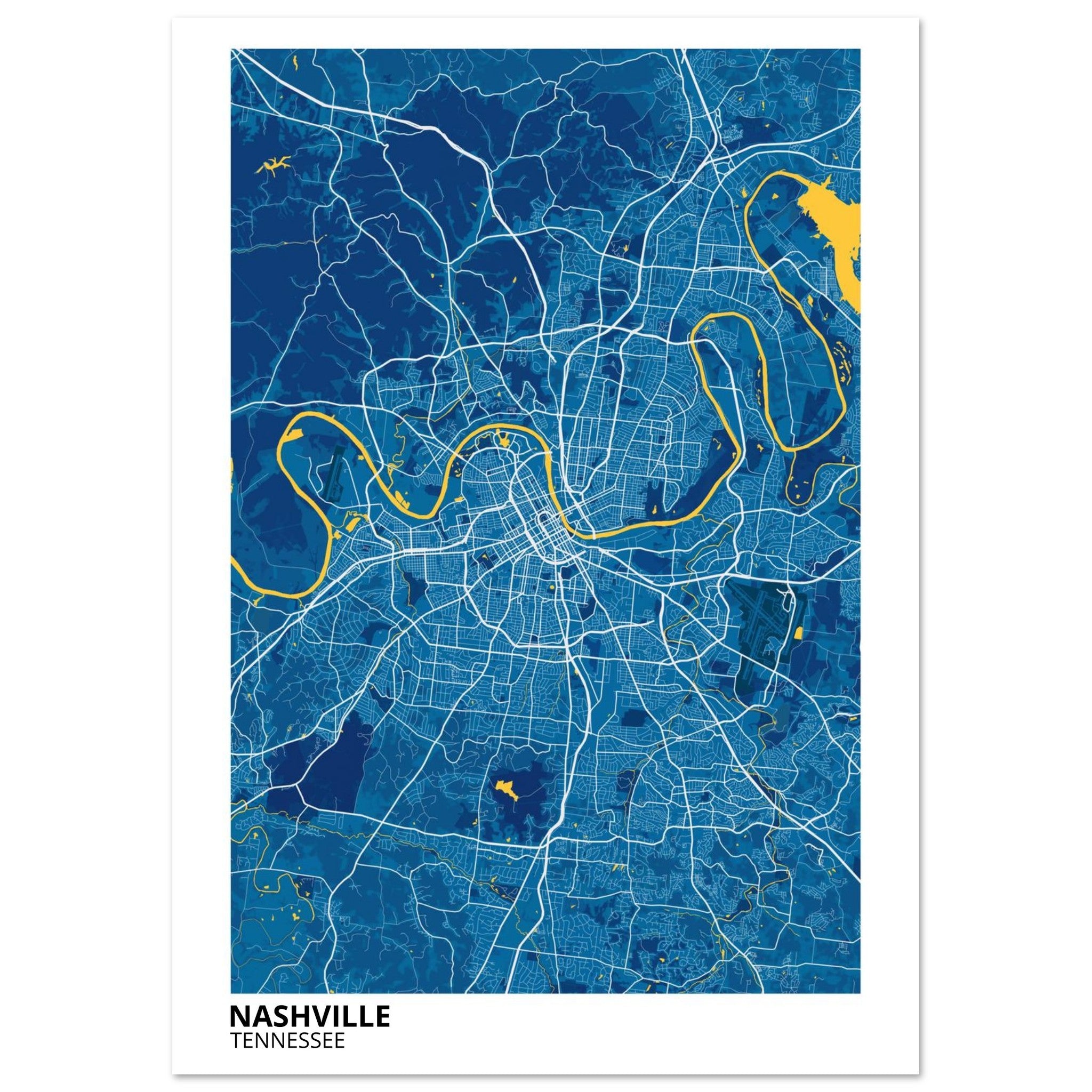 nashville map poster print