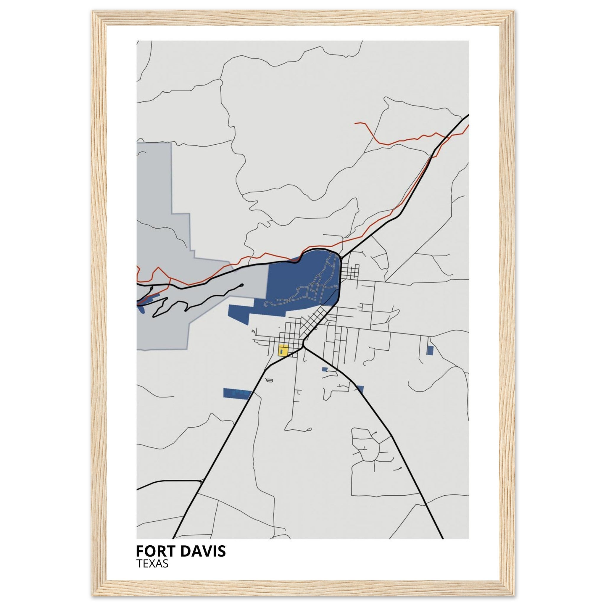 Fort Davis Texas City Map Poster | Custom Map Art Print - Ink And Atlas
