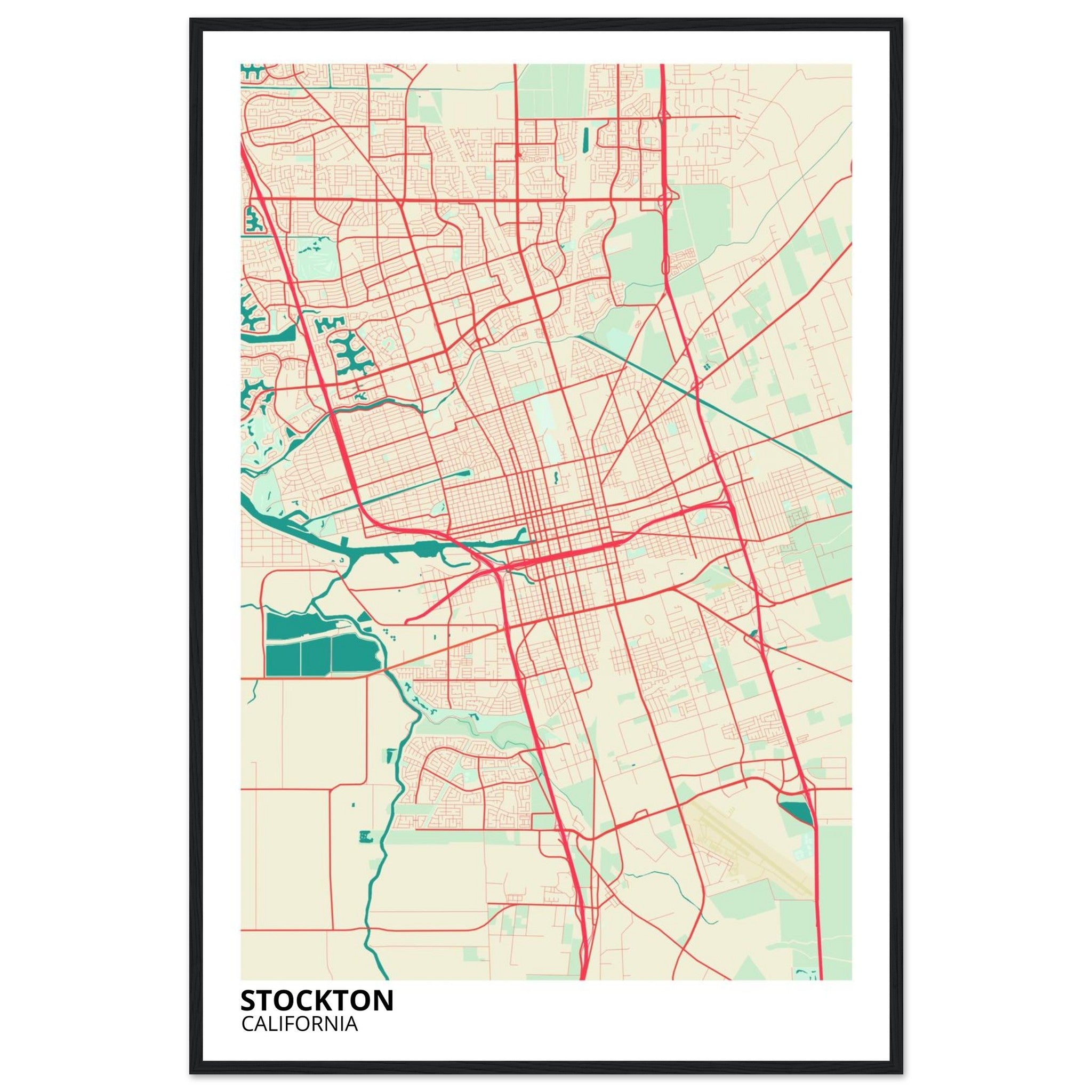 Stockton California City Map Poster | Custom Map Art Print - Ink And Atlas