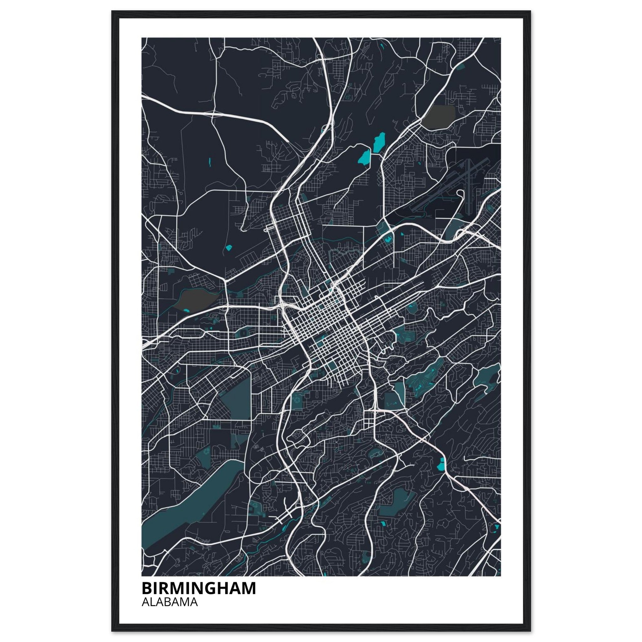 birmingham map poster print