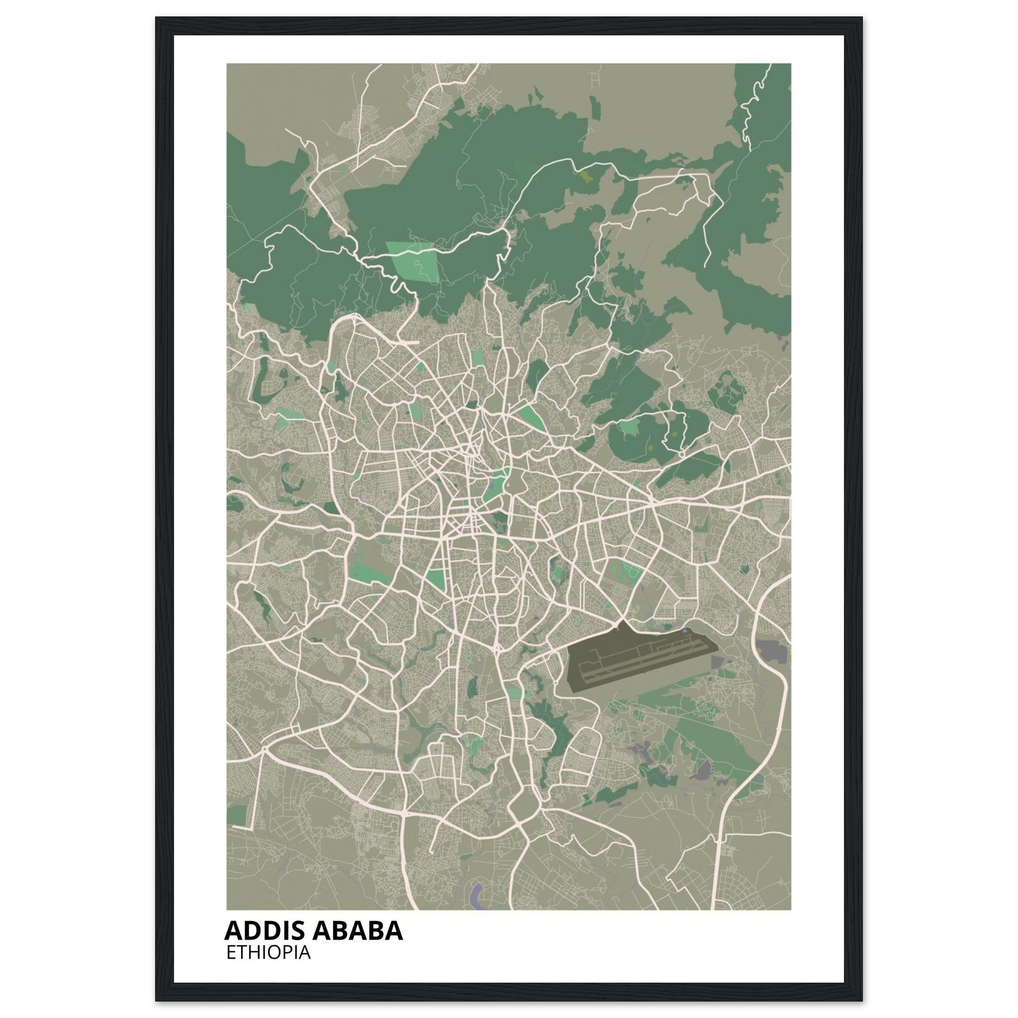 Addis Ababa Ethiopia City Map Poster | Custom Map Art Print - Ink And Atlas