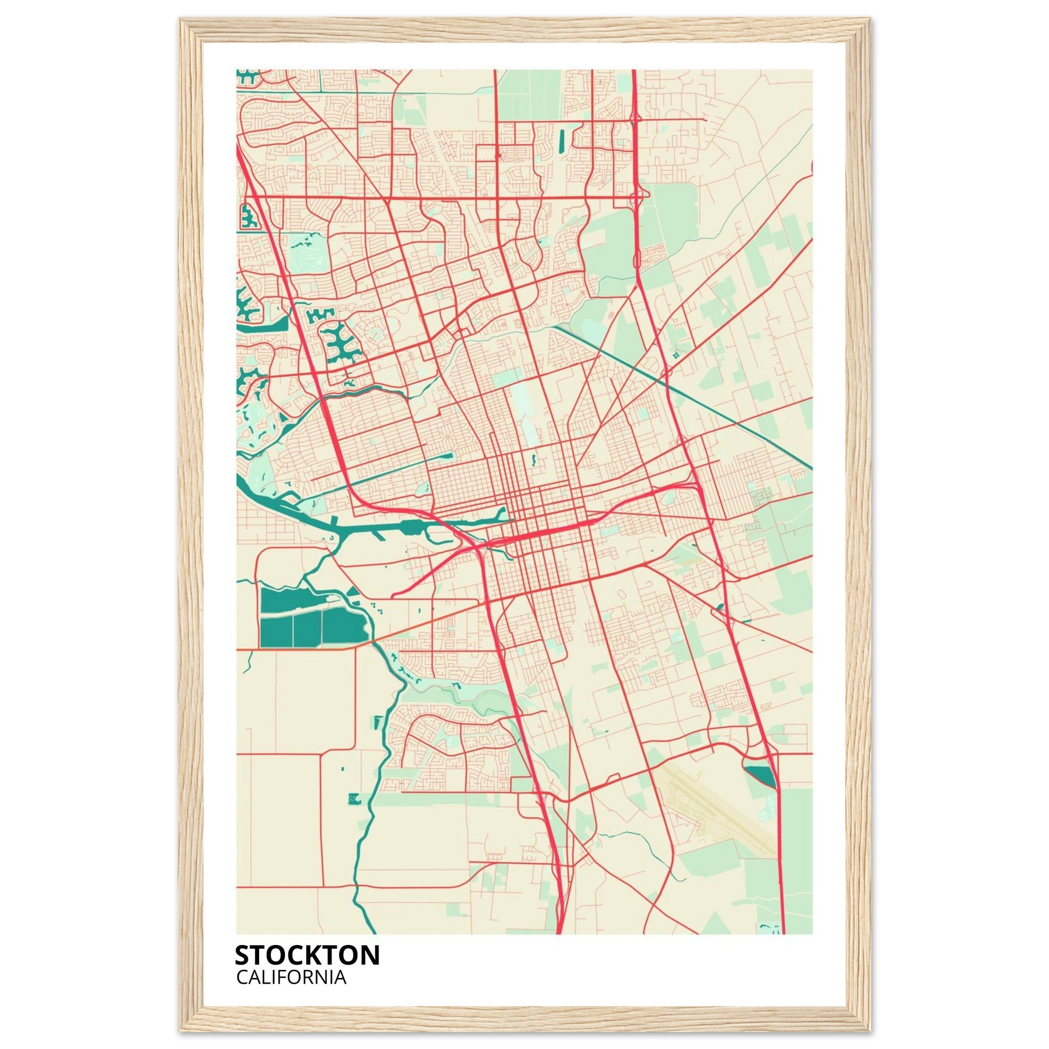 Stockton California City Map Poster | Custom Map Art Print - Ink And Atlas