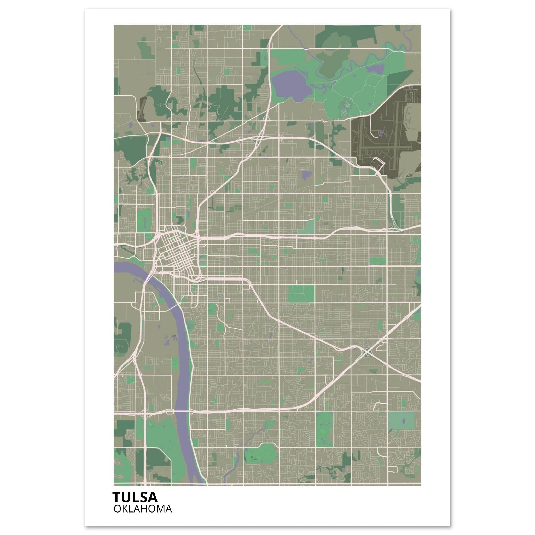 tulsa map poster print