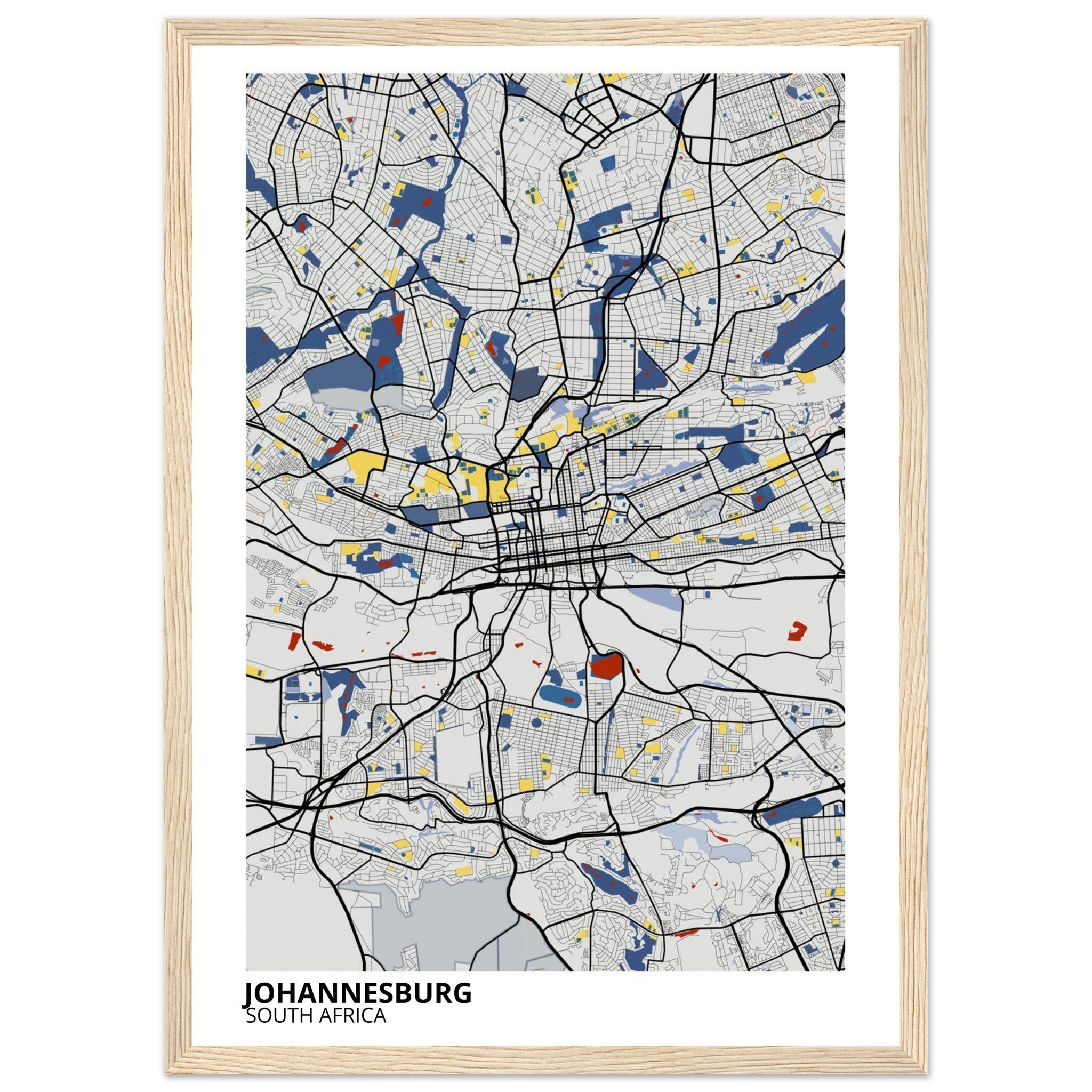 Johannesburg South Africa City Map Poster | Custom Map Art Print - Ink And Atlas