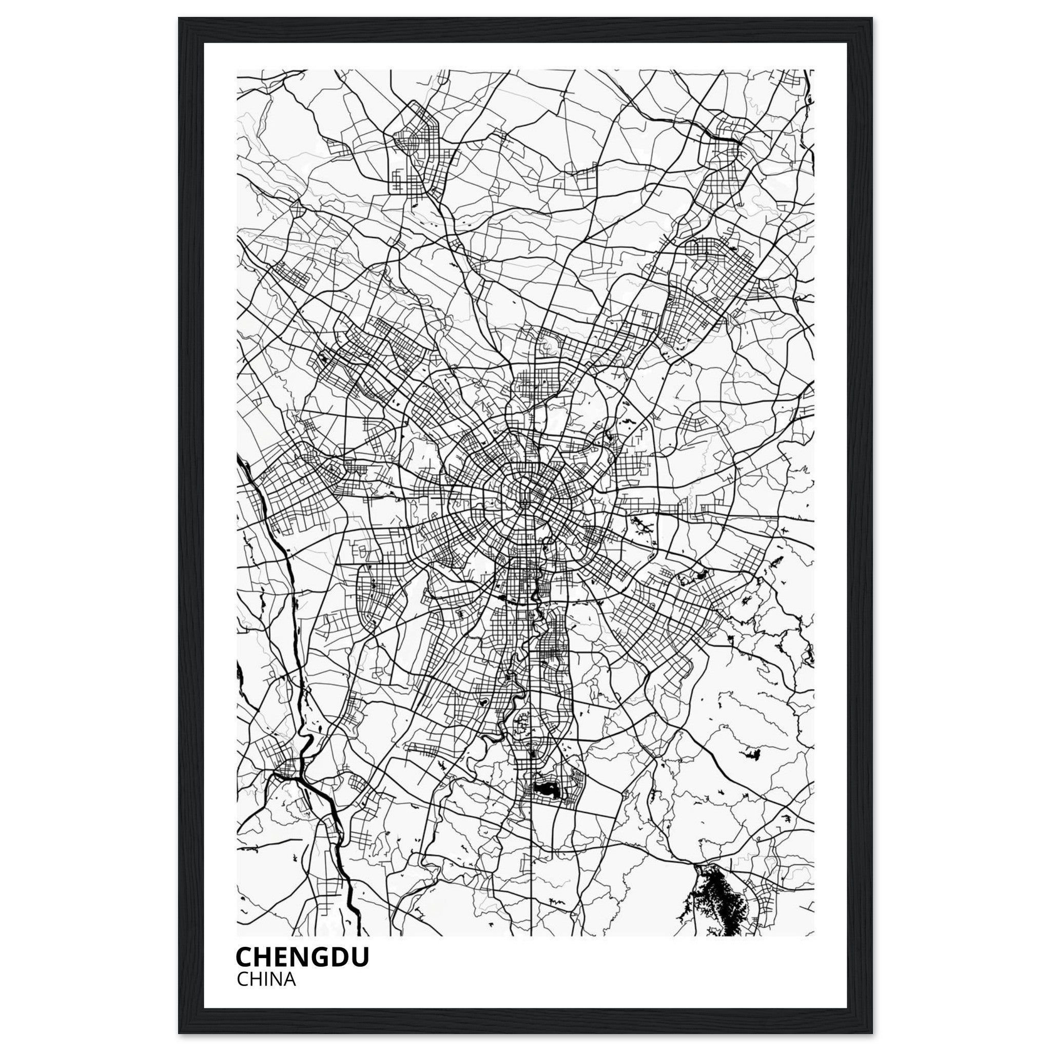 chengdu china map poster print