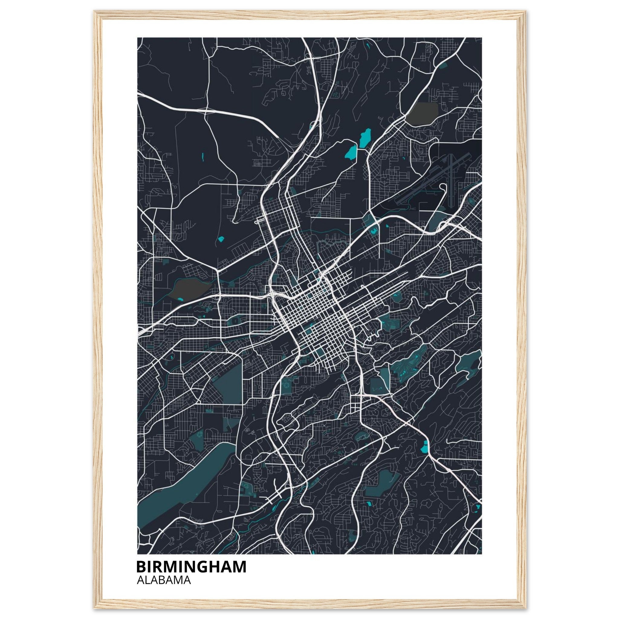 birmingham map poster print