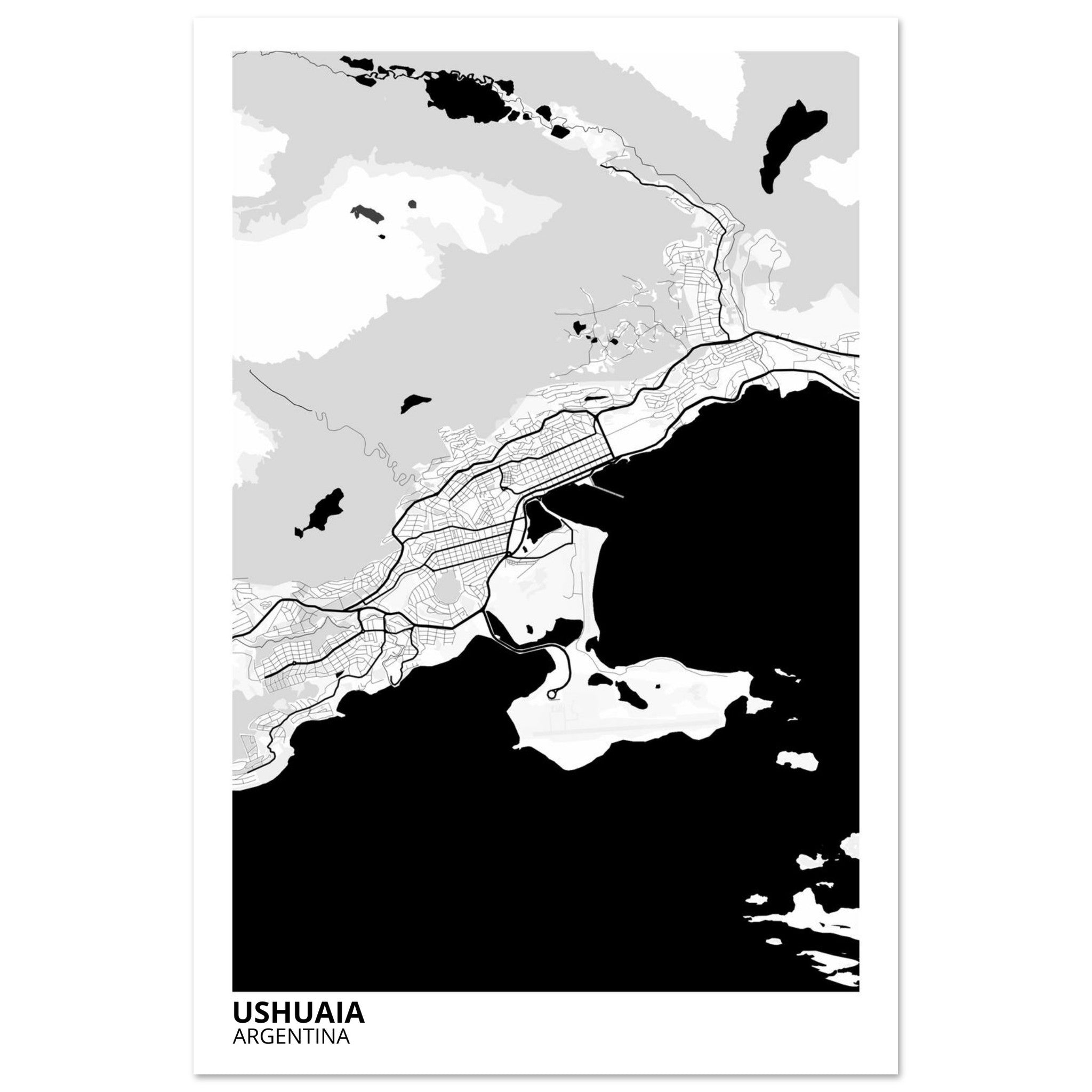 Ushuaia Argentina City Map Poster | Custom Map Art Print - Ink And Atlas