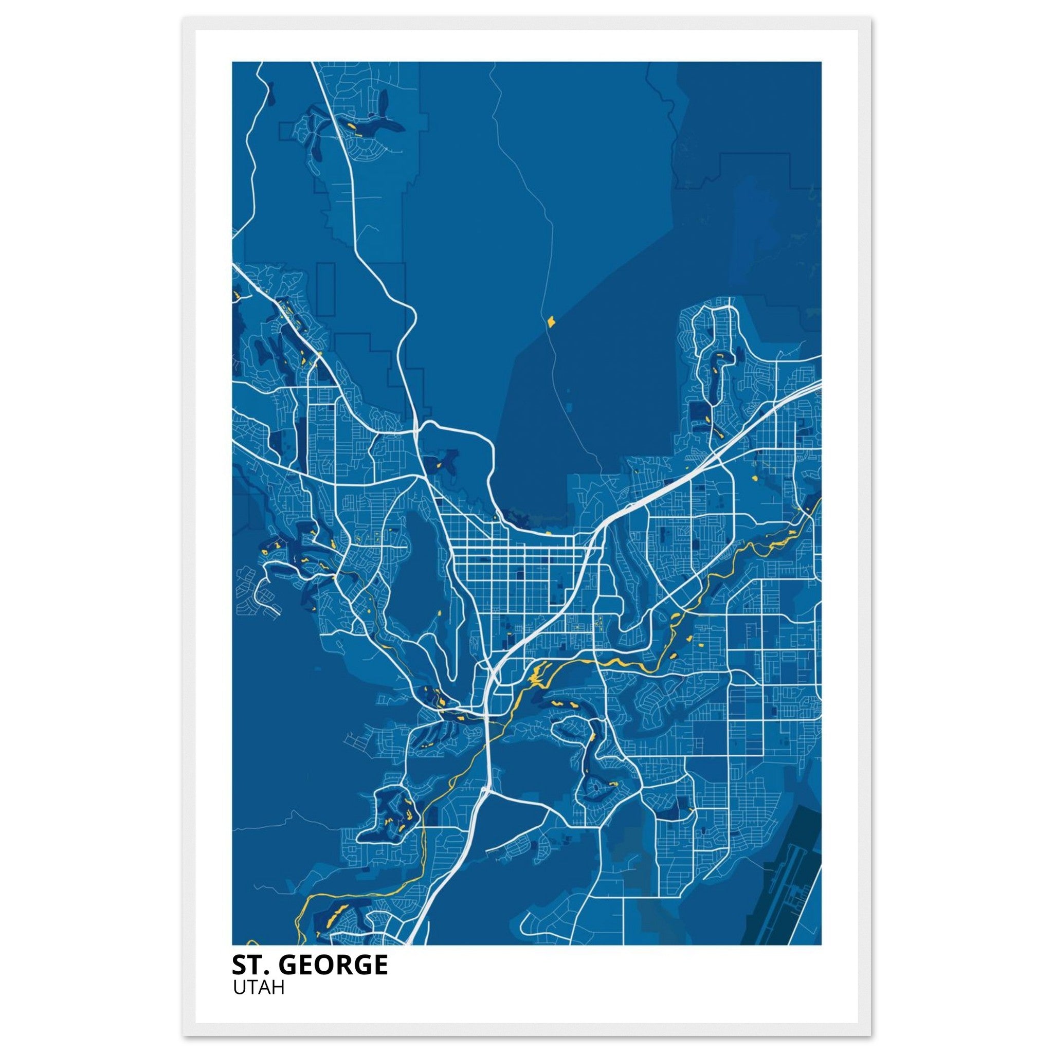 St. George Utah City Map Poster | Custom Map Art Print - Ink And Atlas