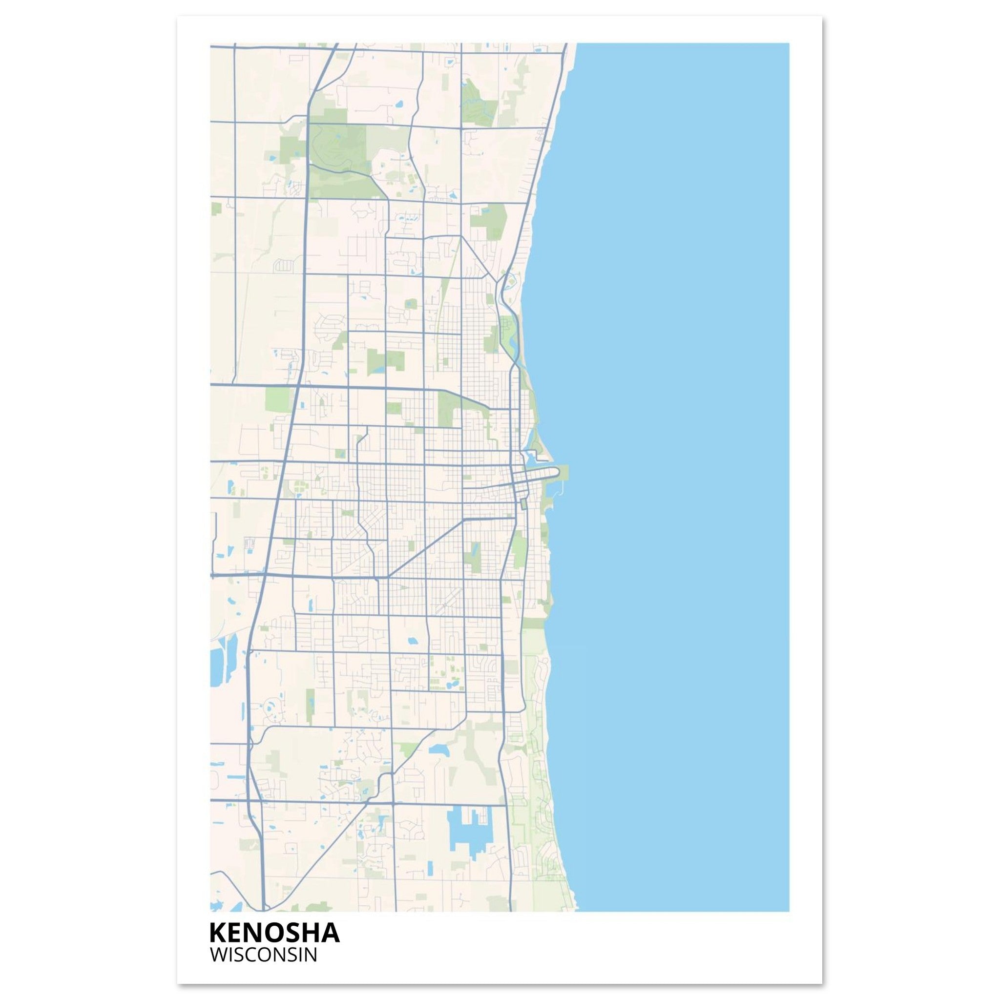 Kenosha Wisconsin City Map Poster | Custom Map Art Print - Ink And Atlas